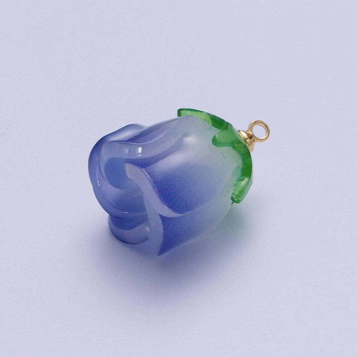 Colorful glass rose pendants, 14k gold filled dainty yellow, blue, red, pink dainty upside down rose flower floral charms | x-736~x-739