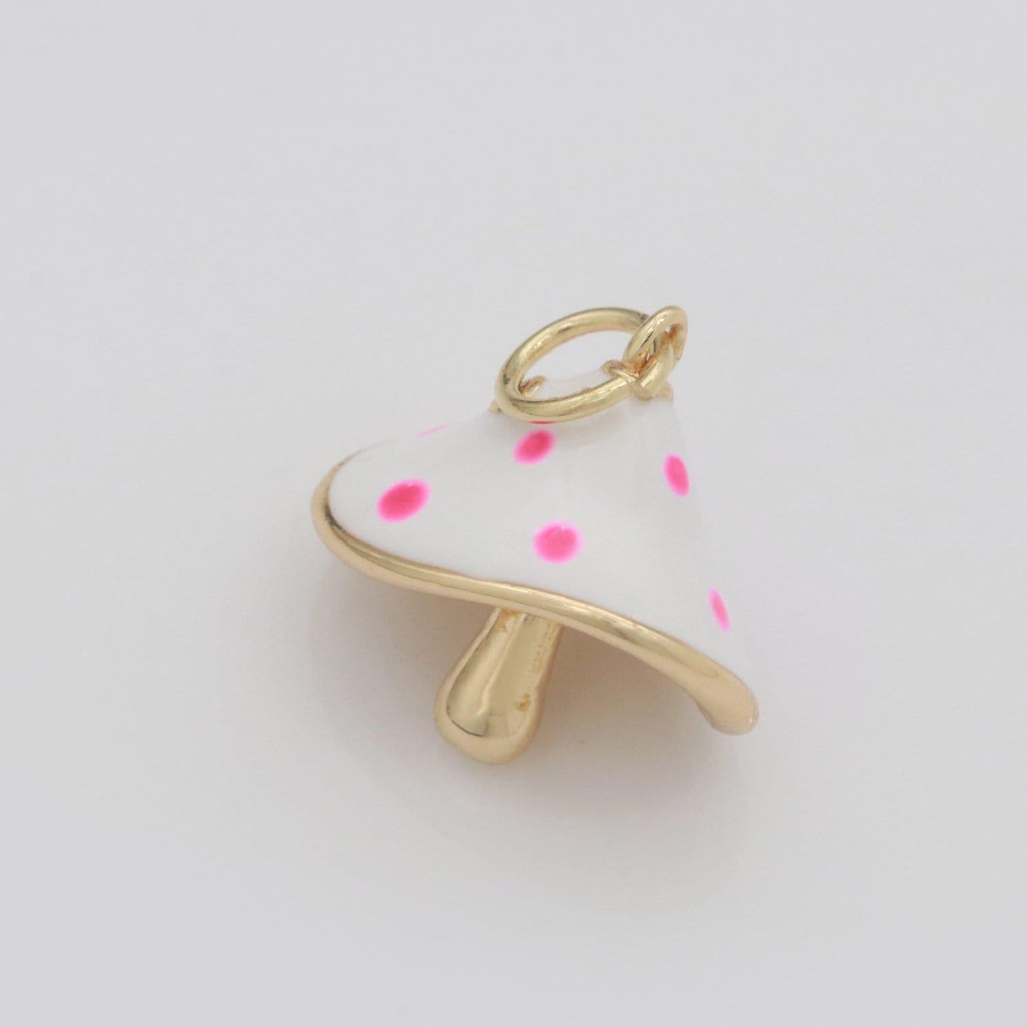 Dainty gold filled magic mushroom charm white mushroom pendant novelty charm 3d fungi jewelry gift funky for bracelet necklace earring m-605