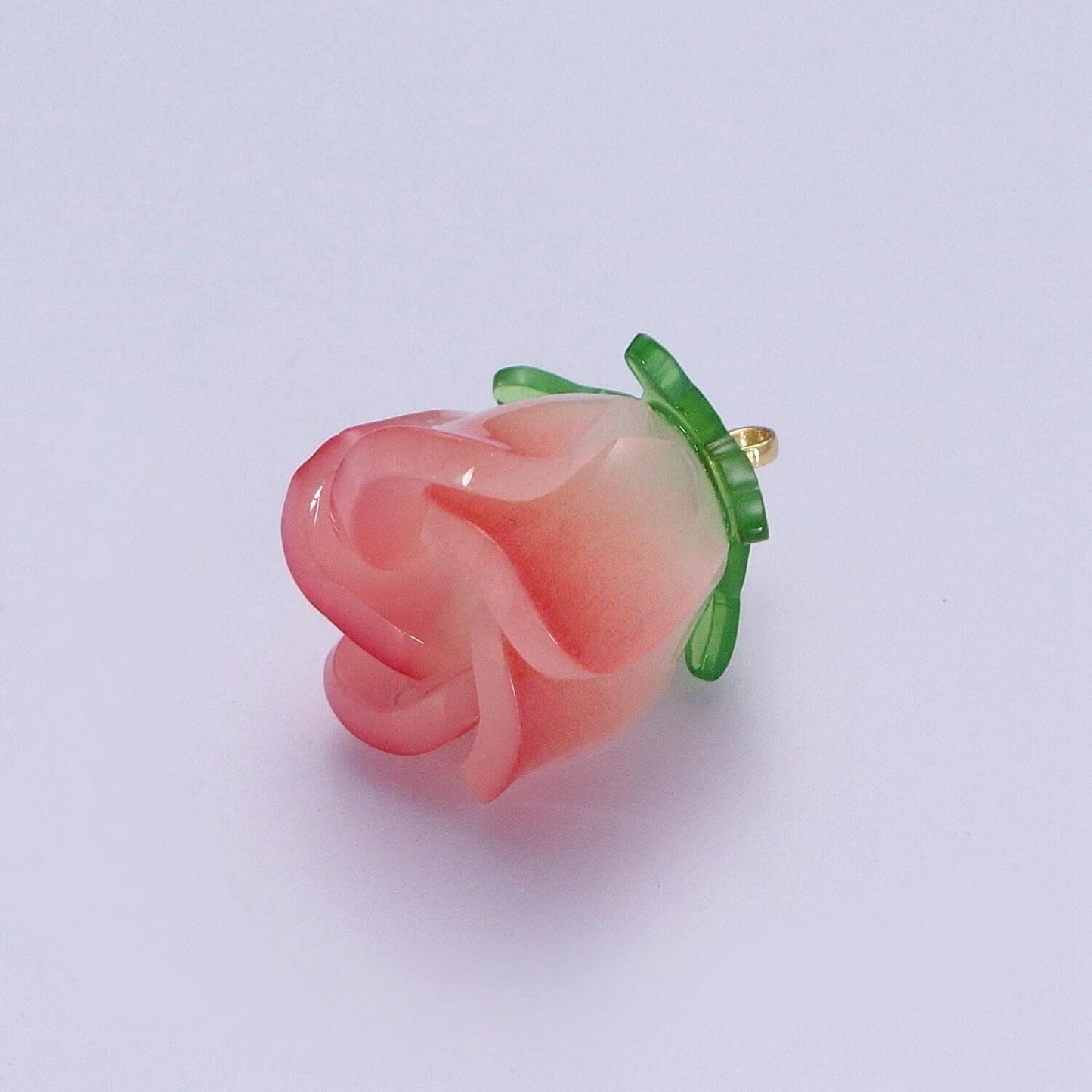 Colorful glass rose pendants, 14k gold filled dainty yellow, blue, red, pink dainty upside down rose flower floral charms | x-736~x-739
