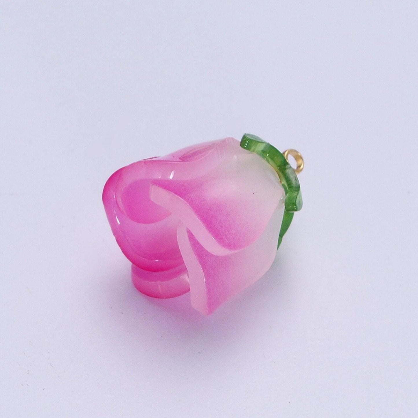 Colorful glass rose pendants, 14k gold filled dainty yellow, blue, red, pink dainty upside down rose flower floral charms | x-736~x-739