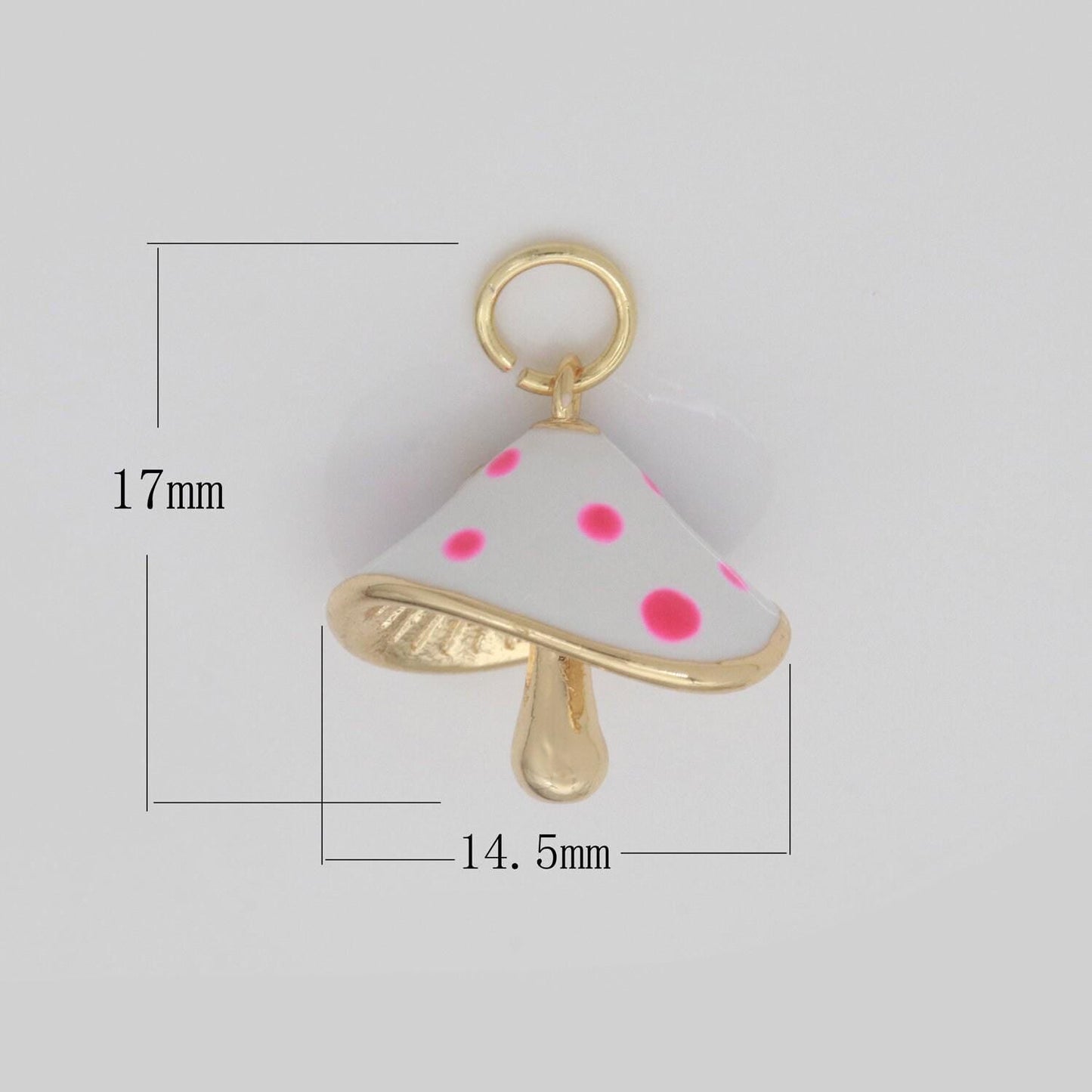 Dainty gold filled magic mushroom charm white mushroom pendant novelty charm 3d fungi jewelry gift funky for bracelet necklace earring m-605