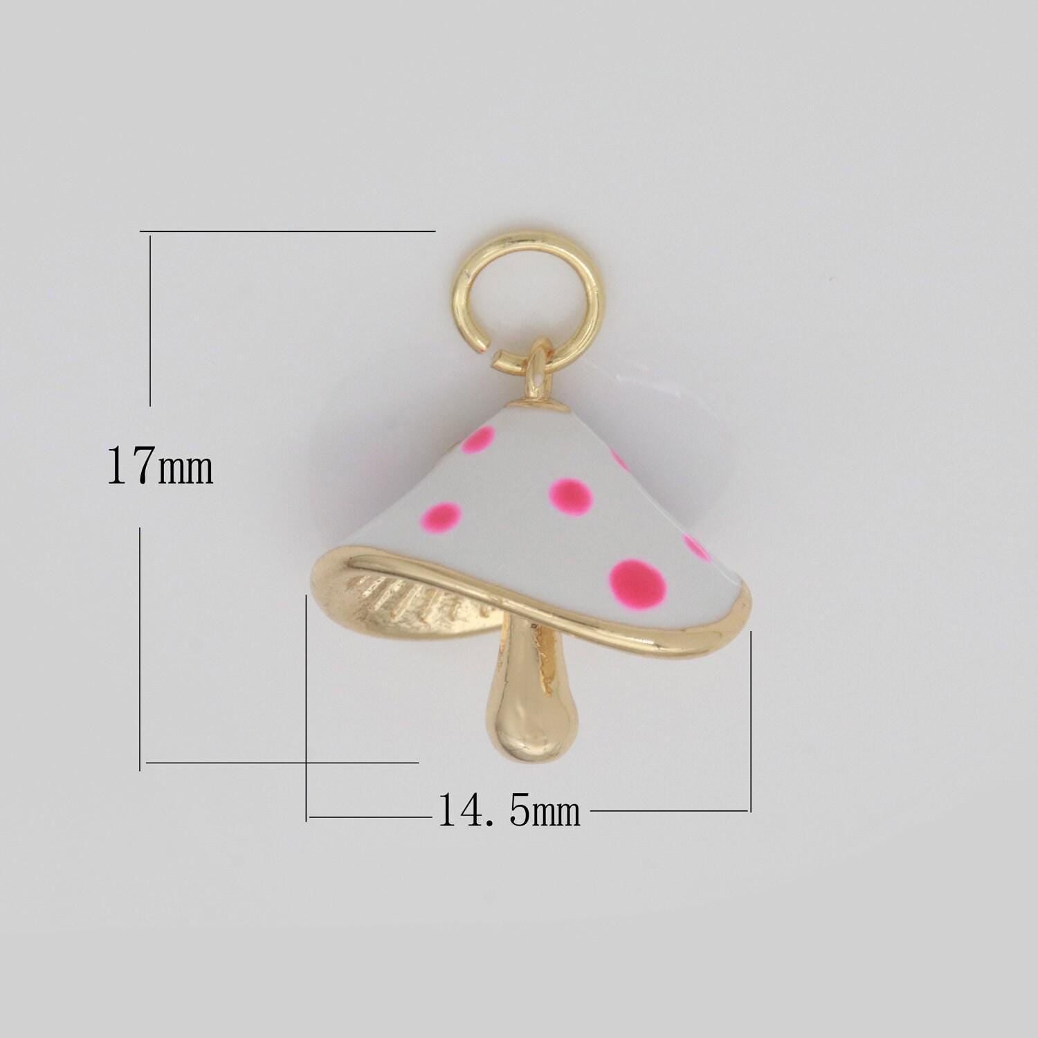 Dainty gold filled magic mushroom charm white mushroom pendant novelty charm 3d fungi jewelry gift funky for bracelet necklace earring m-605