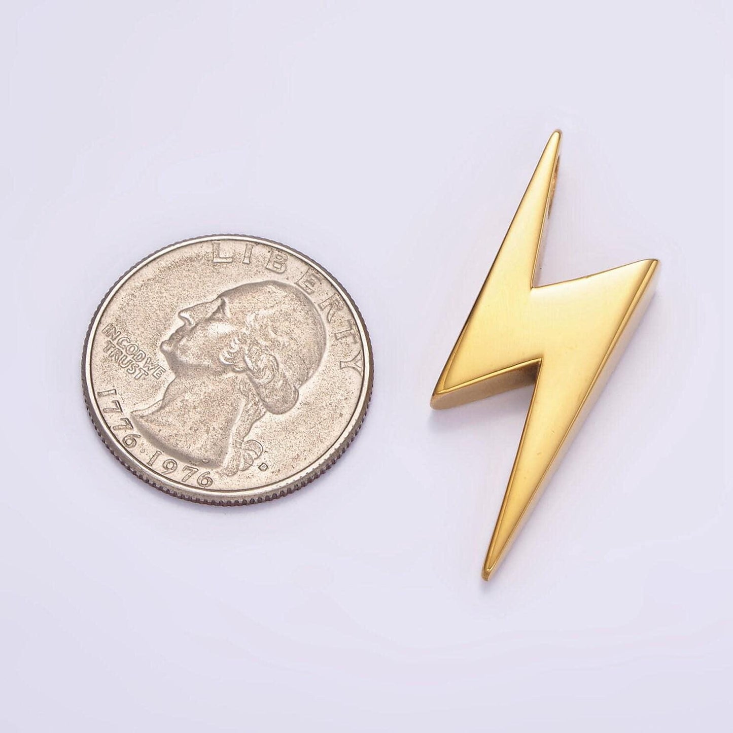 Stainless steel thunder lightning bolt charm, gold silver hole spacer bead, for diy jewelry charms necklace bracelet | p-611 p-612