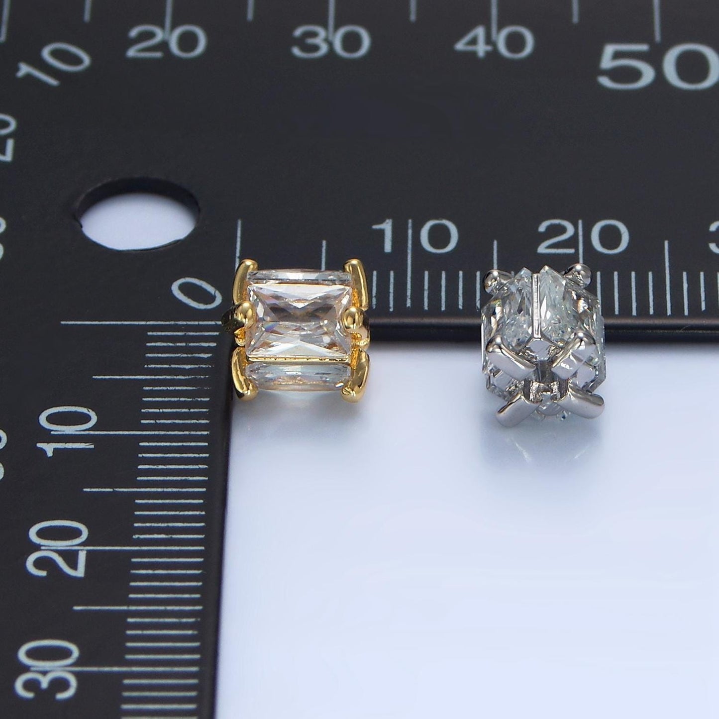 1pc gold cz emerald cut spacer beads for diy beaded bracelet jewelry charms rondelle bead spacer bead size 8mm b209