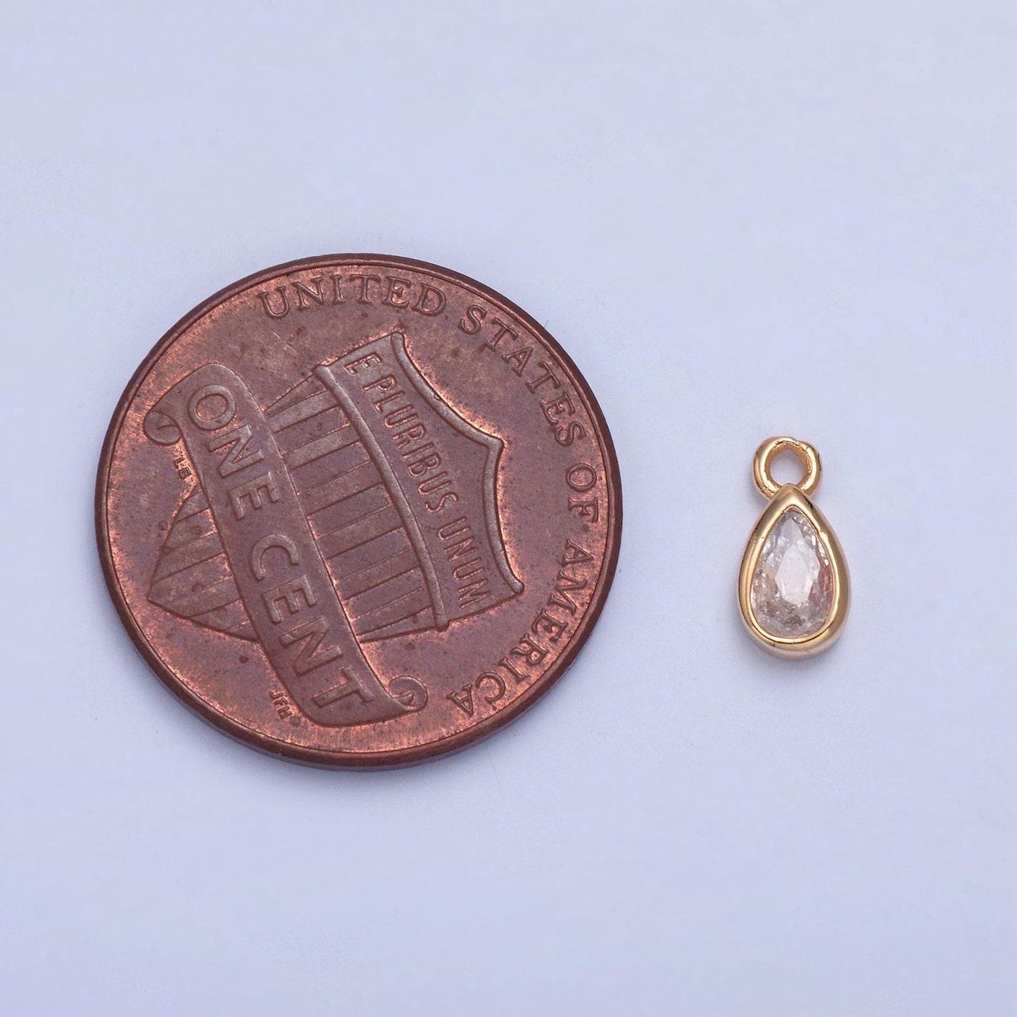 24k gold mini teardrop cz clear stone pendant, add on tear drop shape charm dainty crystal cz stone for necklace bracelet supply | x-028