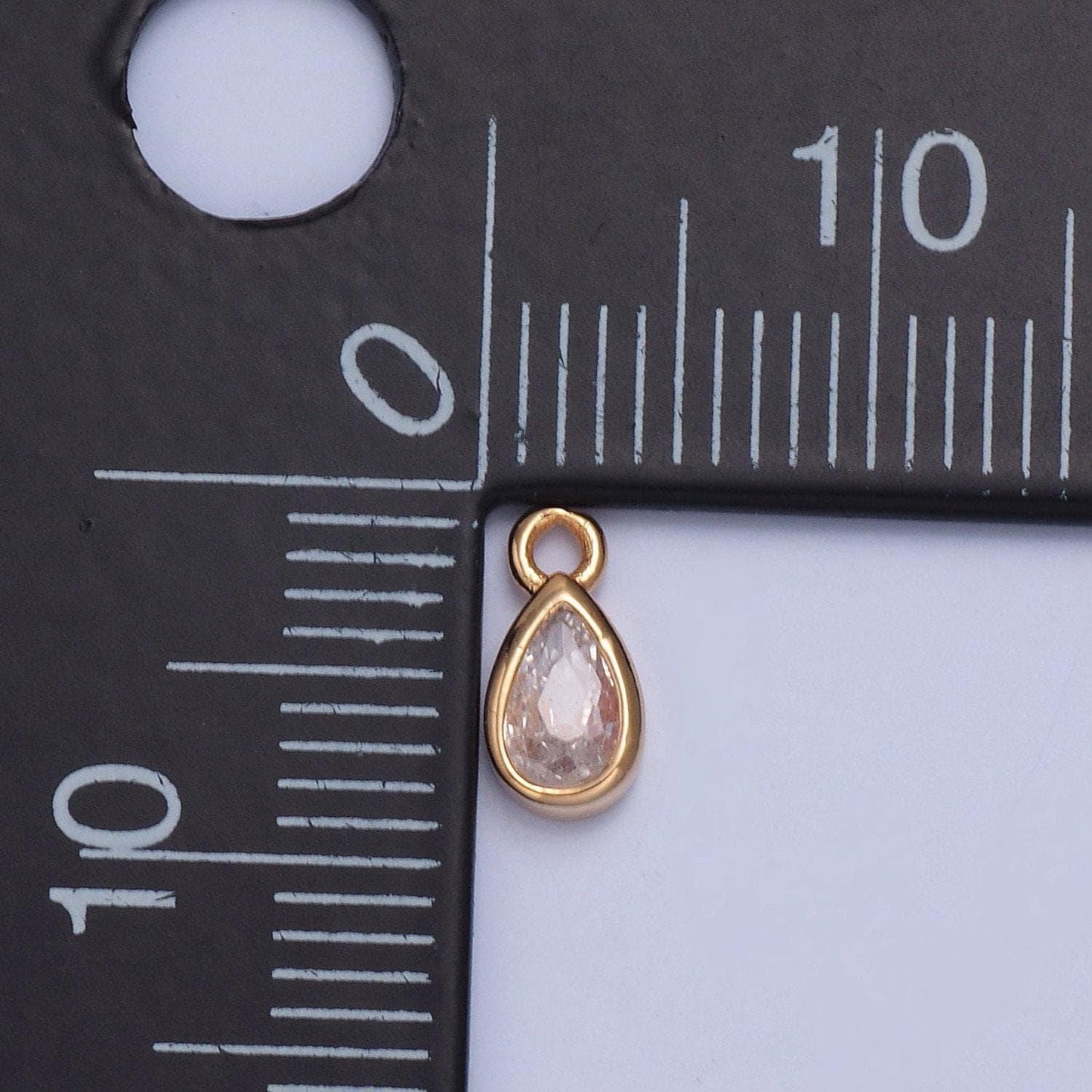 24k gold mini teardrop cz clear stone pendant, add on tear drop shape charm dainty crystal cz stone for necklace bracelet supply | x-028