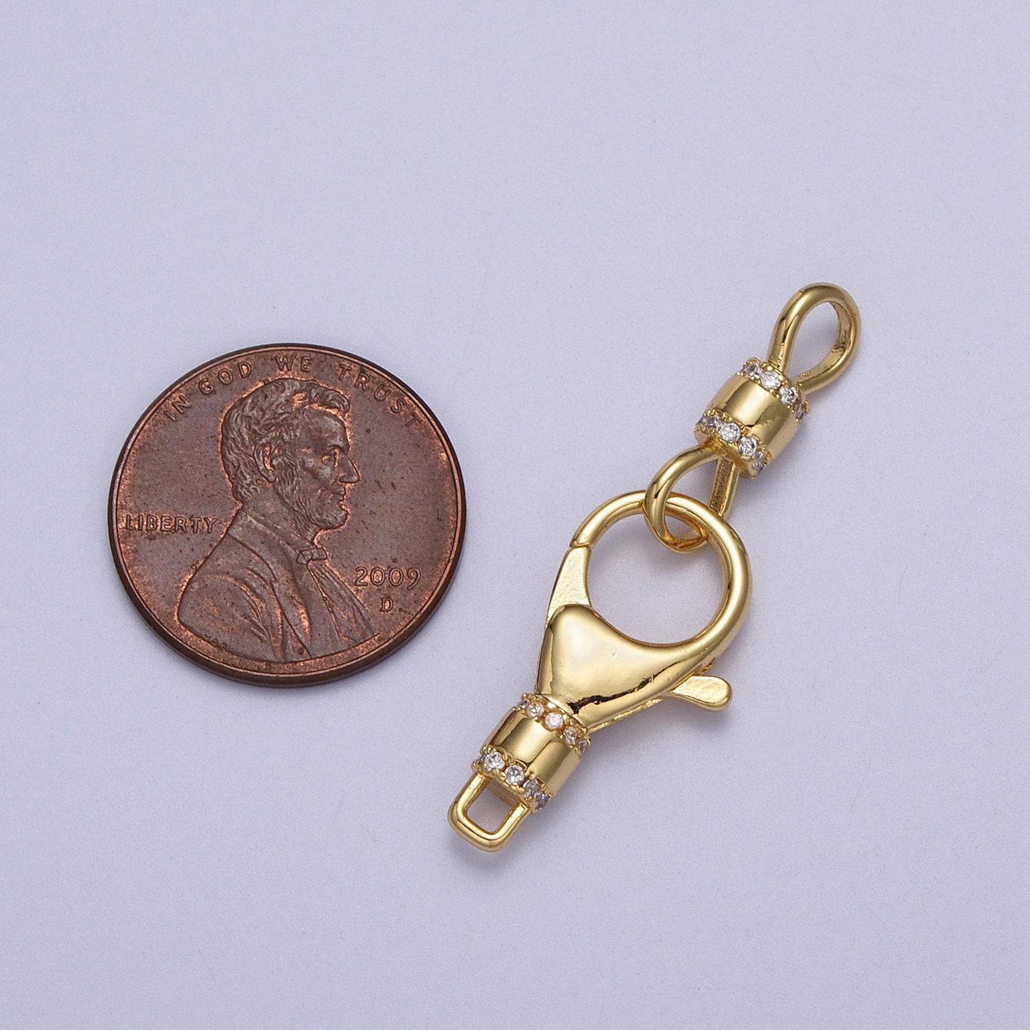 Gold, silver lobster clasps with hook in micro paved cz jewelry end clasp closure supply for jewelry making z-041