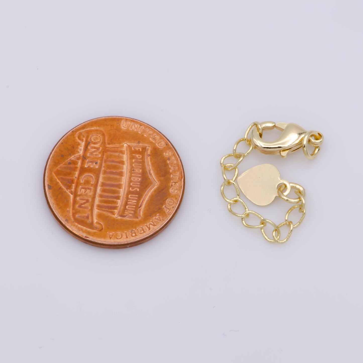 18k gold filled chain extender for necklace bracelet supply component findings extenders w/ heart charm + lobster clasp | l-467, l-468