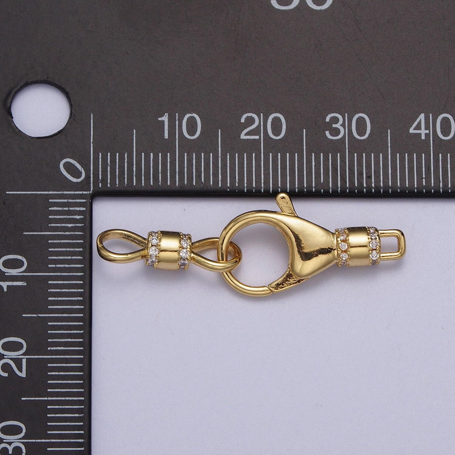 Gold, silver lobster clasps with hook in micro paved cz jewelry end clasp closure supply for jewelry making z-041