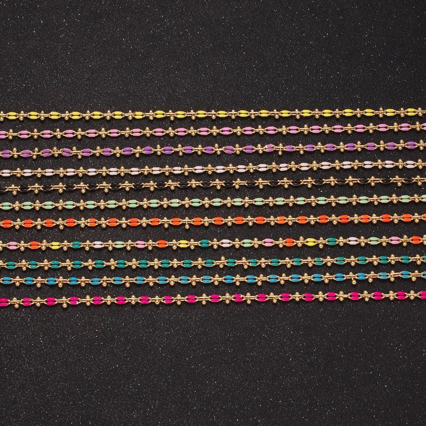 Dainty multicolor enamel cable chain by yard, colorful enamel chain wholesale bulk roll chain jewelry | roll-803~roll-813