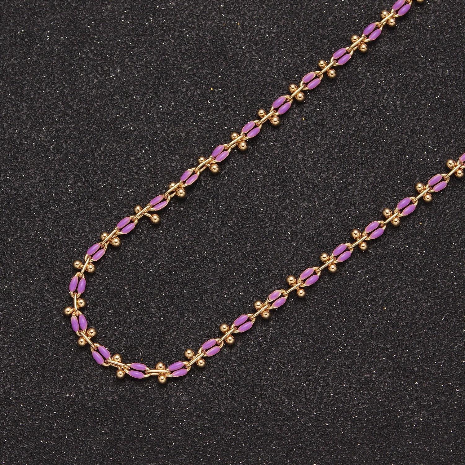 Dainty multicolor enamel cable chain by yard, colorful enamel chain wholesale bulk roll chain jewelry | roll-803~roll-813
