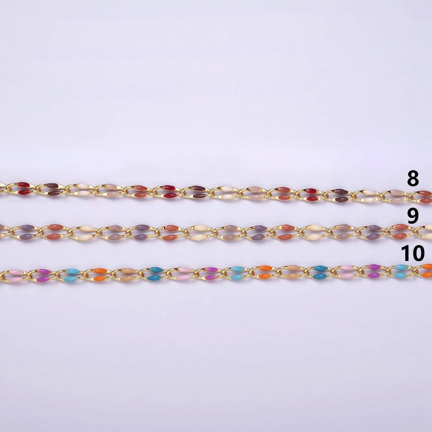 Dainty enamel chain rainbow seasonal chain permanent jewelry wholesale soft pastel enamel chain, red white blue enamel gold chain roll1422