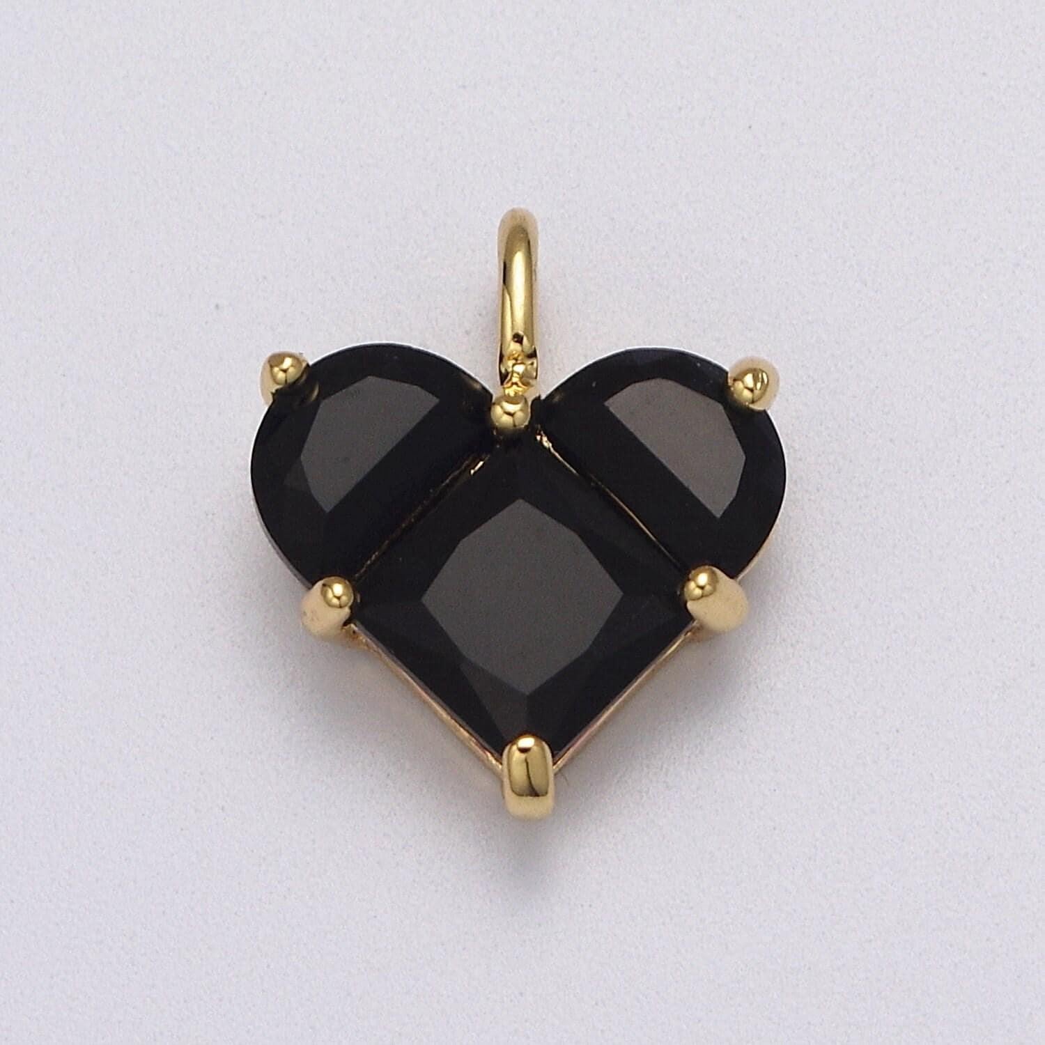 Dainty heart charm cz heart pendant for necklace bracelet earrings charm, dainty charm gold plated lead nickel free j-485