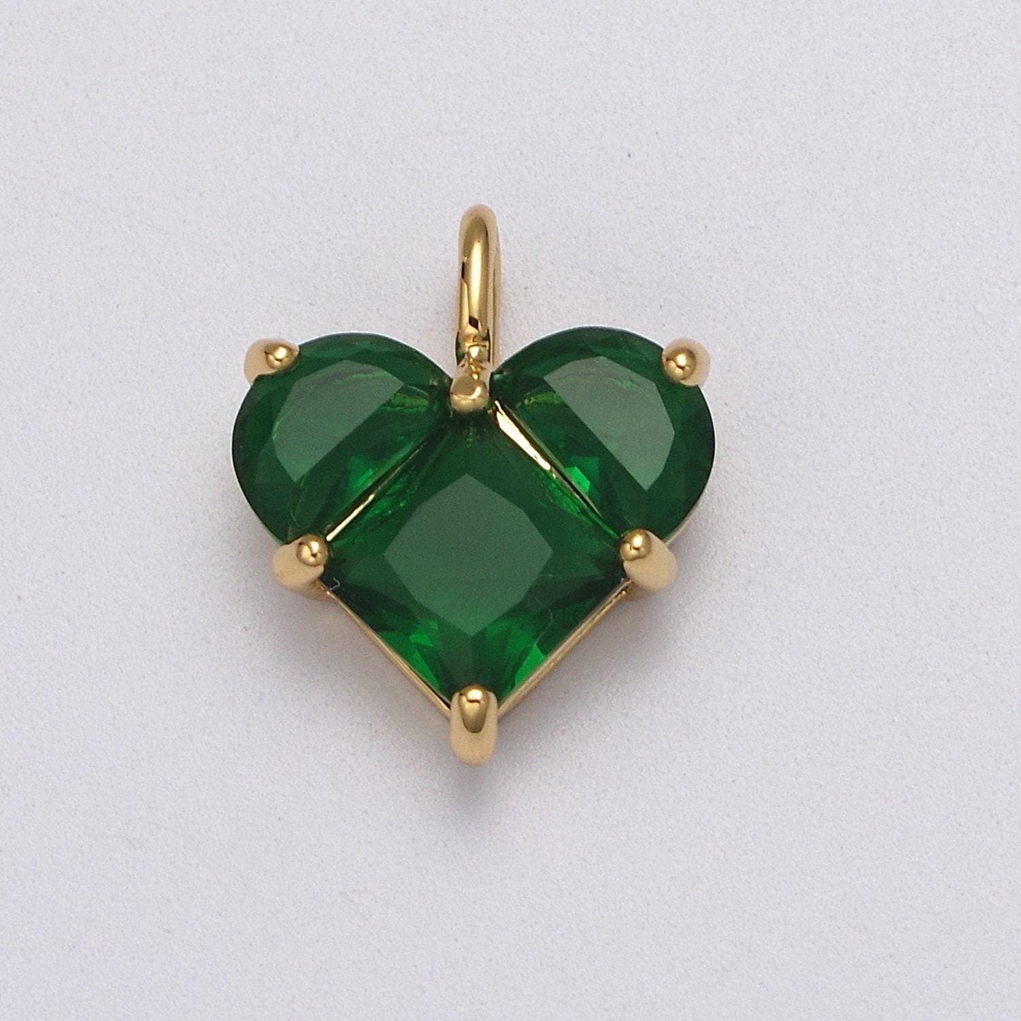 Dainty heart charm cz heart pendant for necklace bracelet earrings charm, dainty charm gold plated lead nickel free j-485