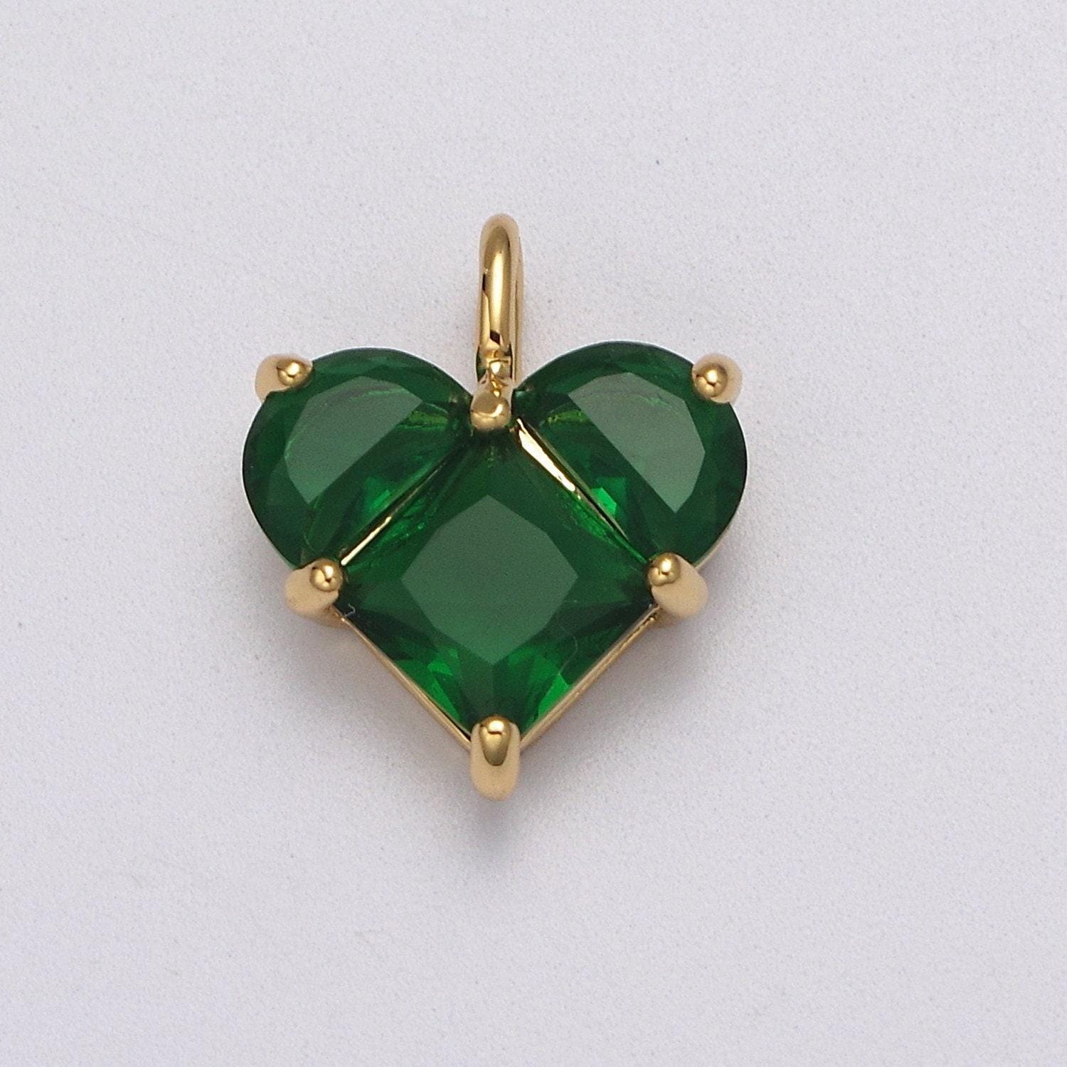Dainty heart charm cz heart pendant for necklace bracelet earrings charm, dainty charm gold plated lead nickel free j-485