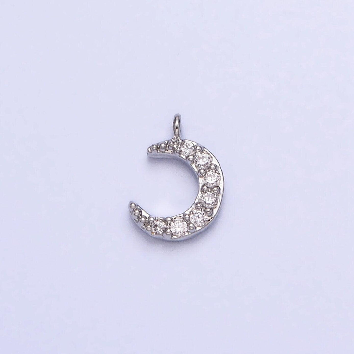 Mini gold crescent moon charm, cubic zirconia star pendant charm, celestial charm necklace earring bracelet diy jewelry ac1044