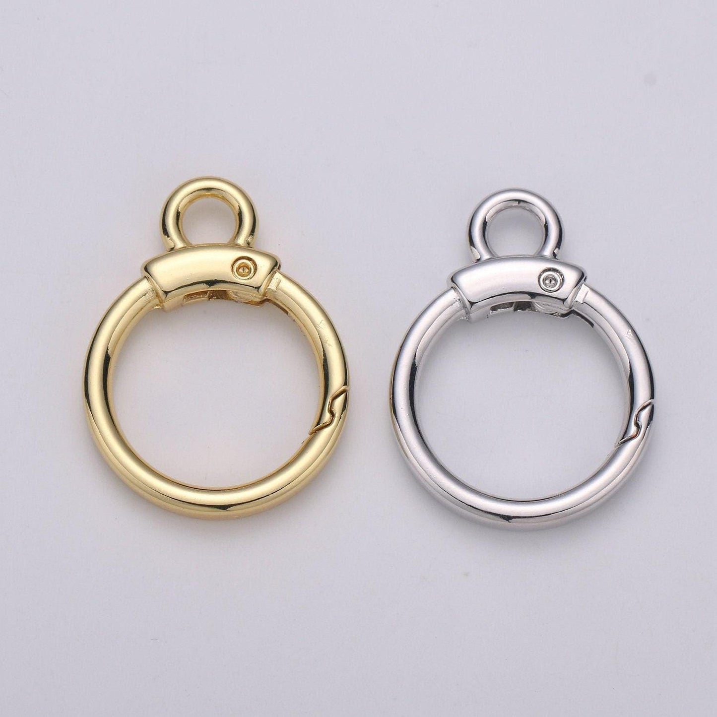 1pc wholesale push spring ring 24k gold , spring ring for jewelry necklace bracelet anklet making, size 37mmx28mm, supp- 956, 957