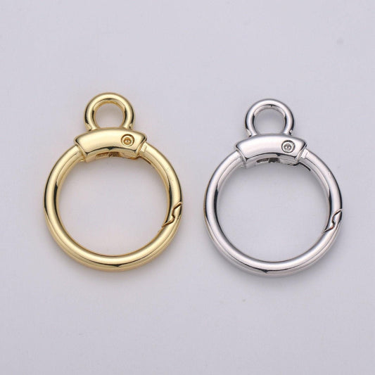1pc wholesale push spring ring 24k gold , spring ring for jewelry necklace bracelet anklet making, size 37mmx28mm, supp- 956, 957