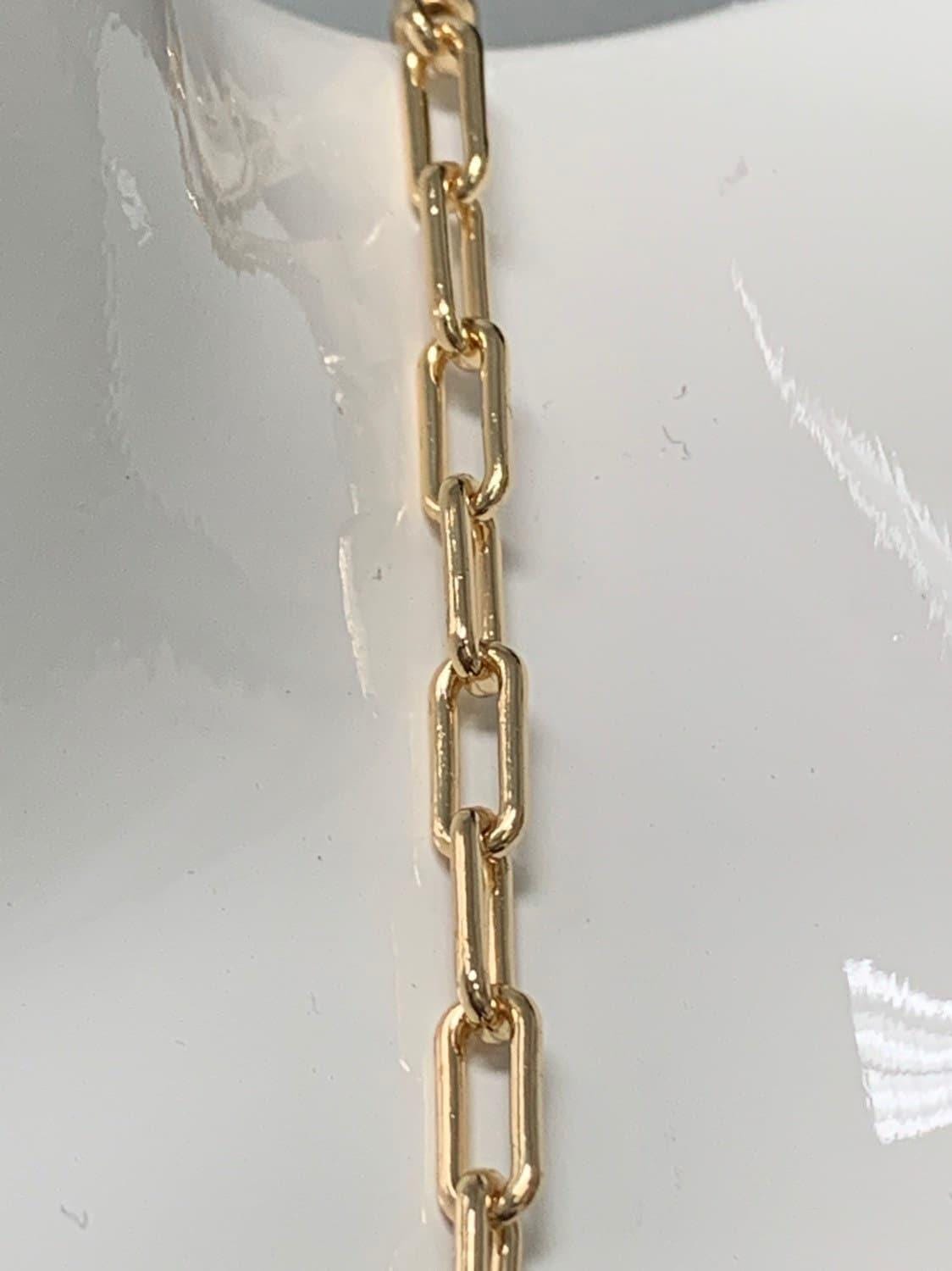 18k gold paperclip rolo cable chain by yard, cable rolo chain by foot, thicknest 9.3mmx 3.8mm x 1mm,roll-251