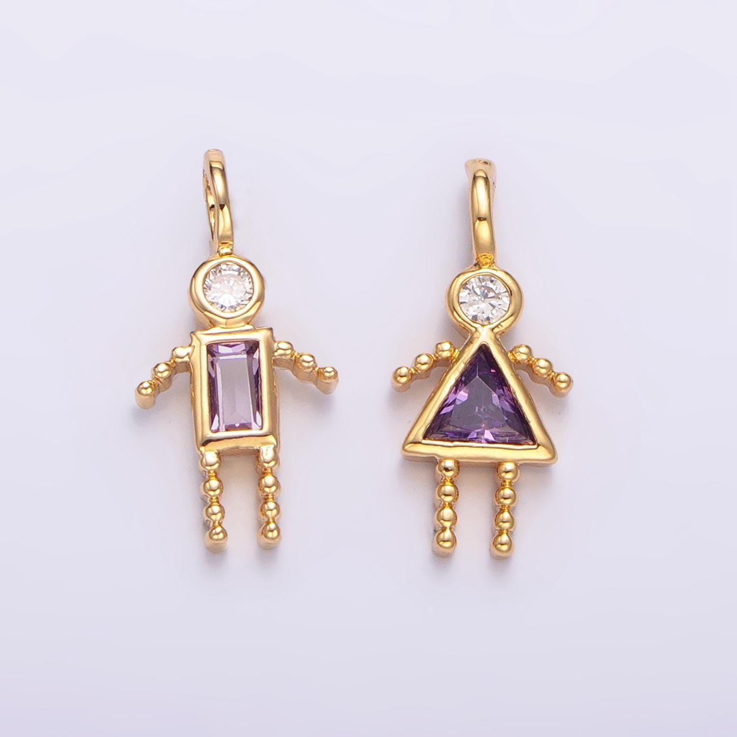 14k gold filled boy girl birthstone cz couple, kids, grandkids, family personalized charm | w068