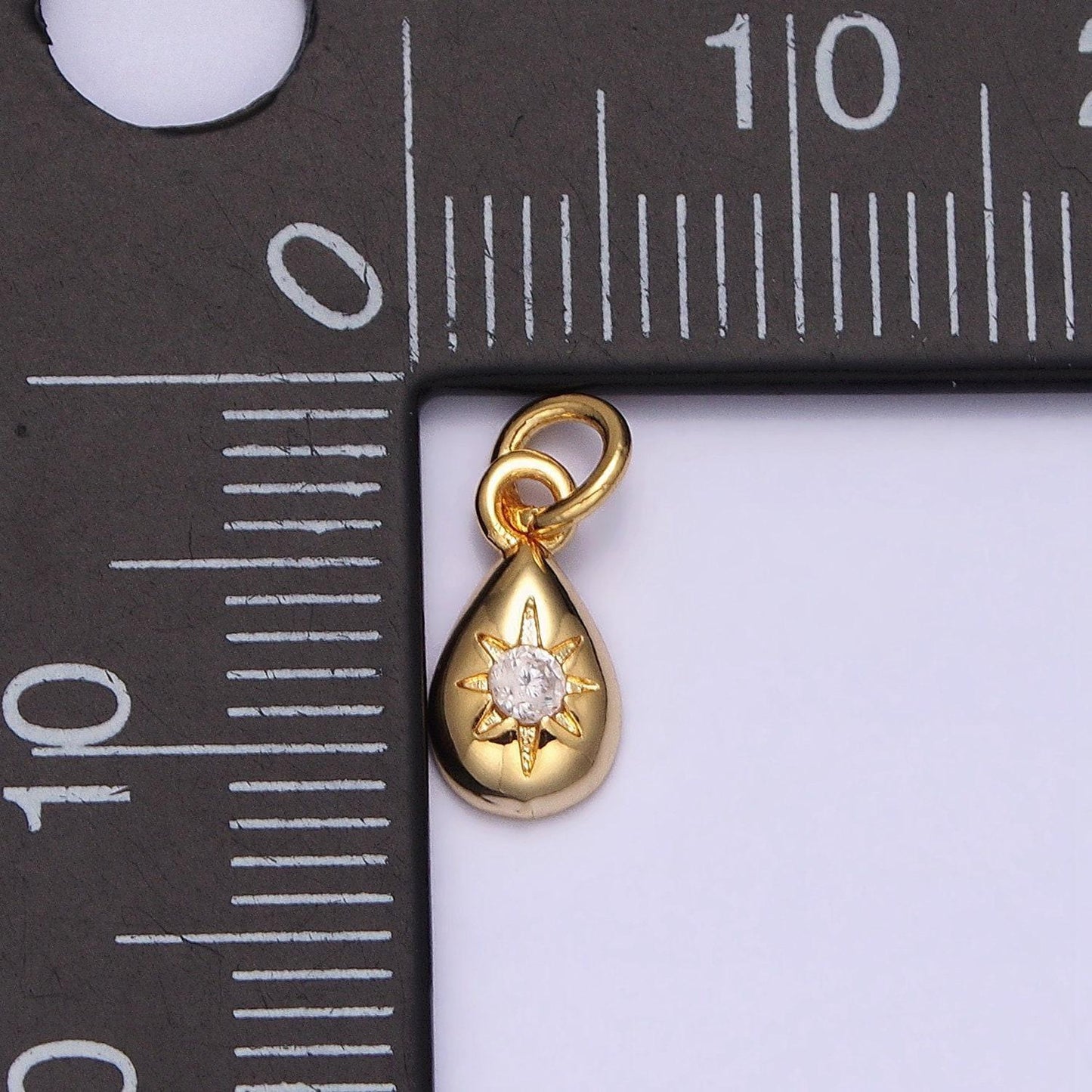 Dainty star cubic drop charm 12x5mm 16k gold filled cubic zirconia, drop pendant for necklace bracelet earring ac1167