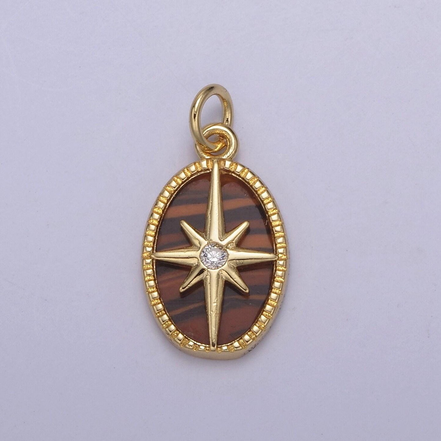 14k gold filled pearl, tiger eye, abalone shell charm pendant north star charm for celestial necklace bracelet jewelry making n-820