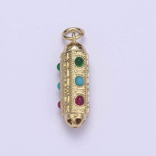 24k gold filled amulet pill pendant with encouraging word " courage, protection, bonheur " written n-306