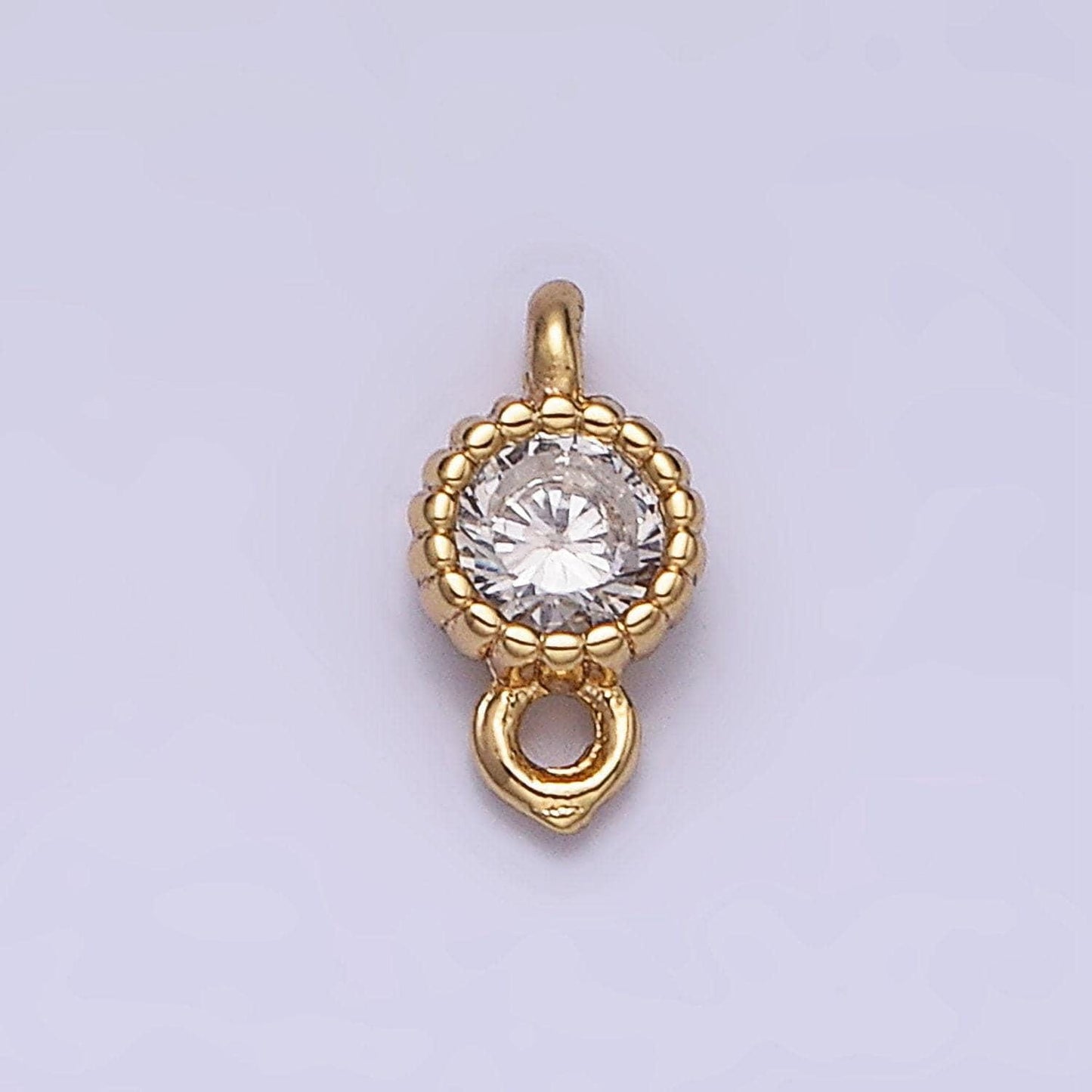 16k gold filled 4.5mm clear triangle cz dotted bezel connector in gold & silver | y-913