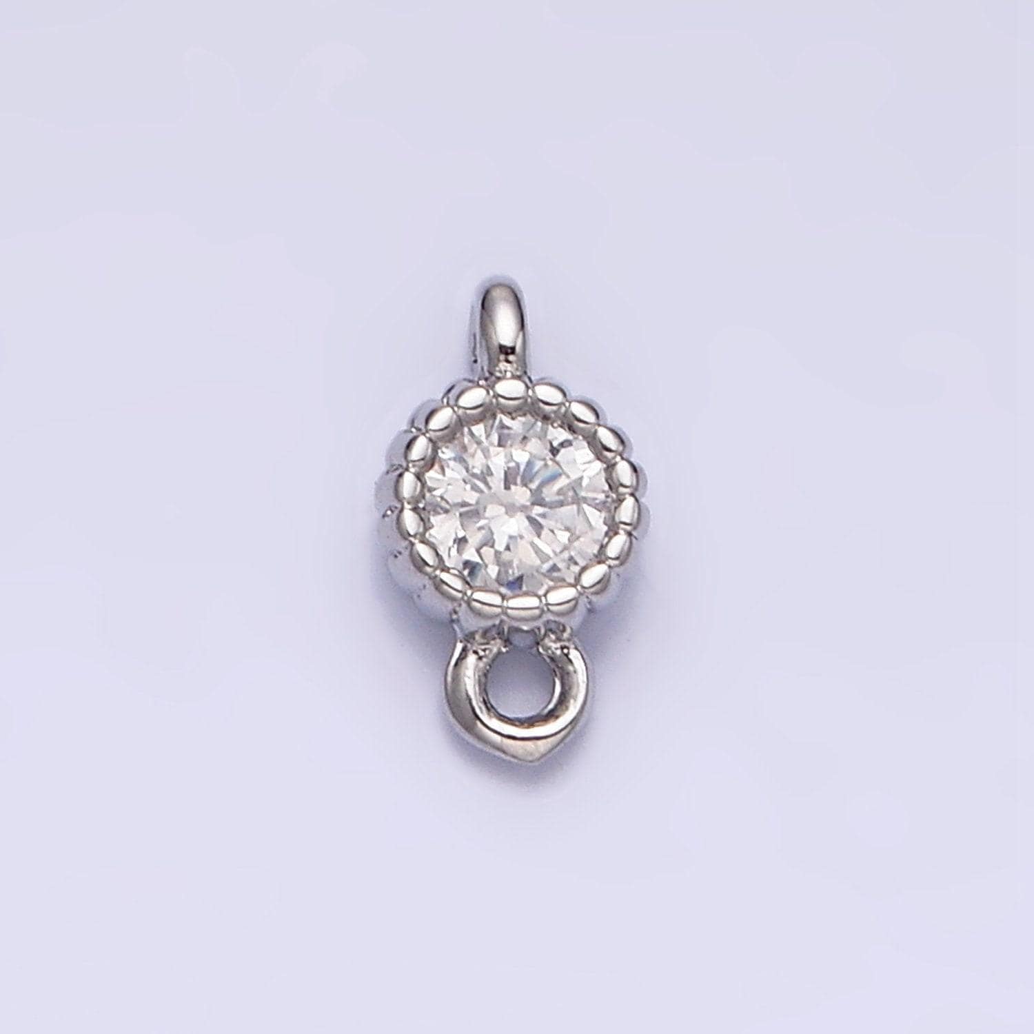 16k gold filled 4.5mm clear triangle cz dotted bezel connector in gold & silver | y-913