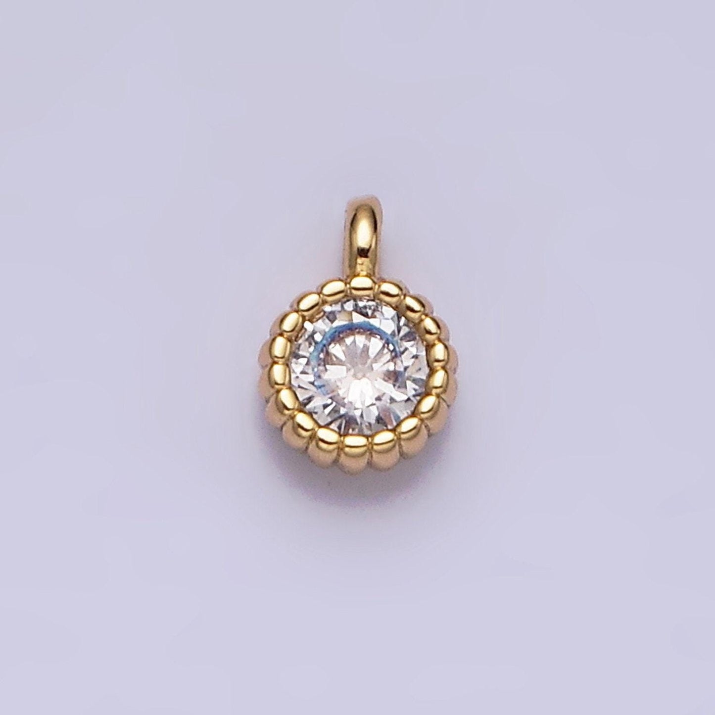 16k gold filled 4.5mm clear triangle cz dotted bezel connector in gold & silver | y-913