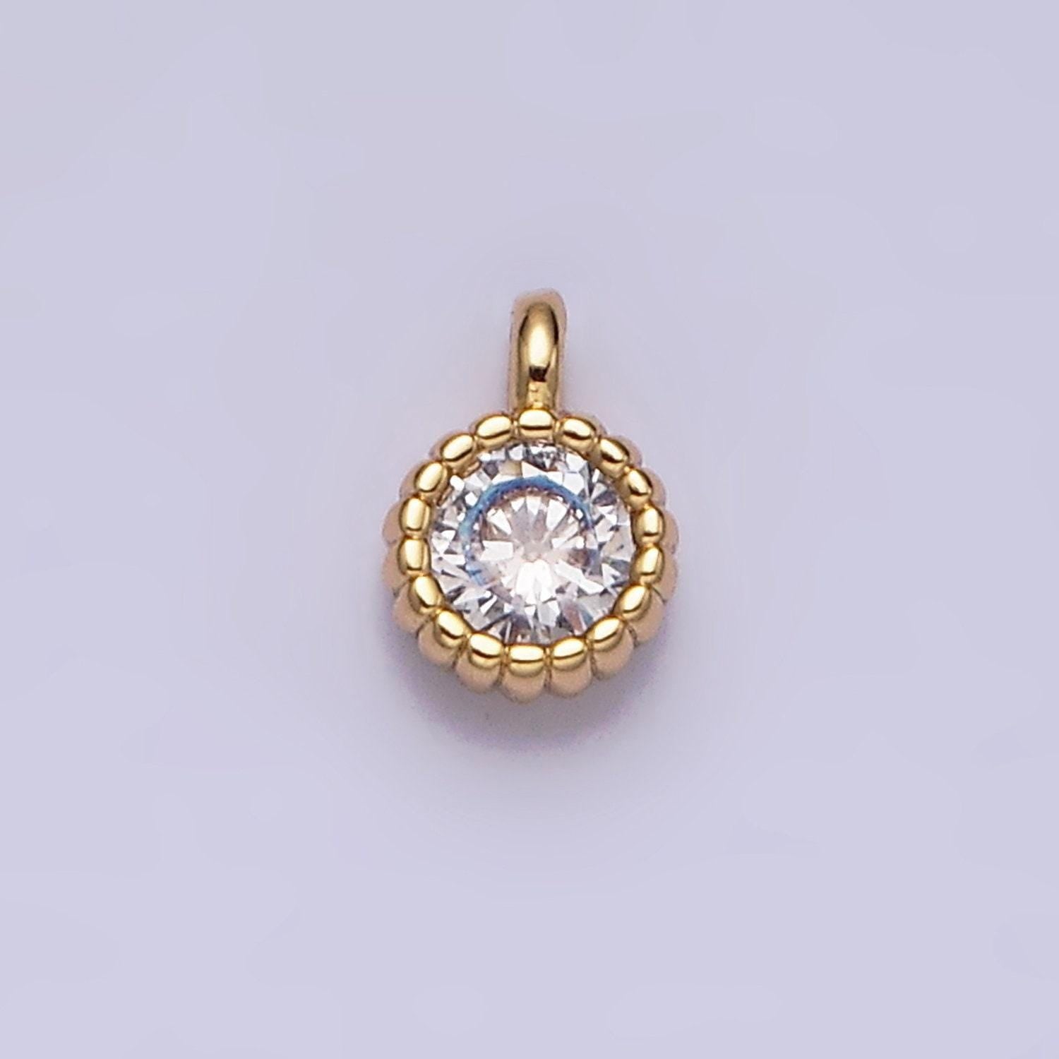16k gold filled 4.5mm clear triangle cz dotted bezel connector in gold & silver | y-913