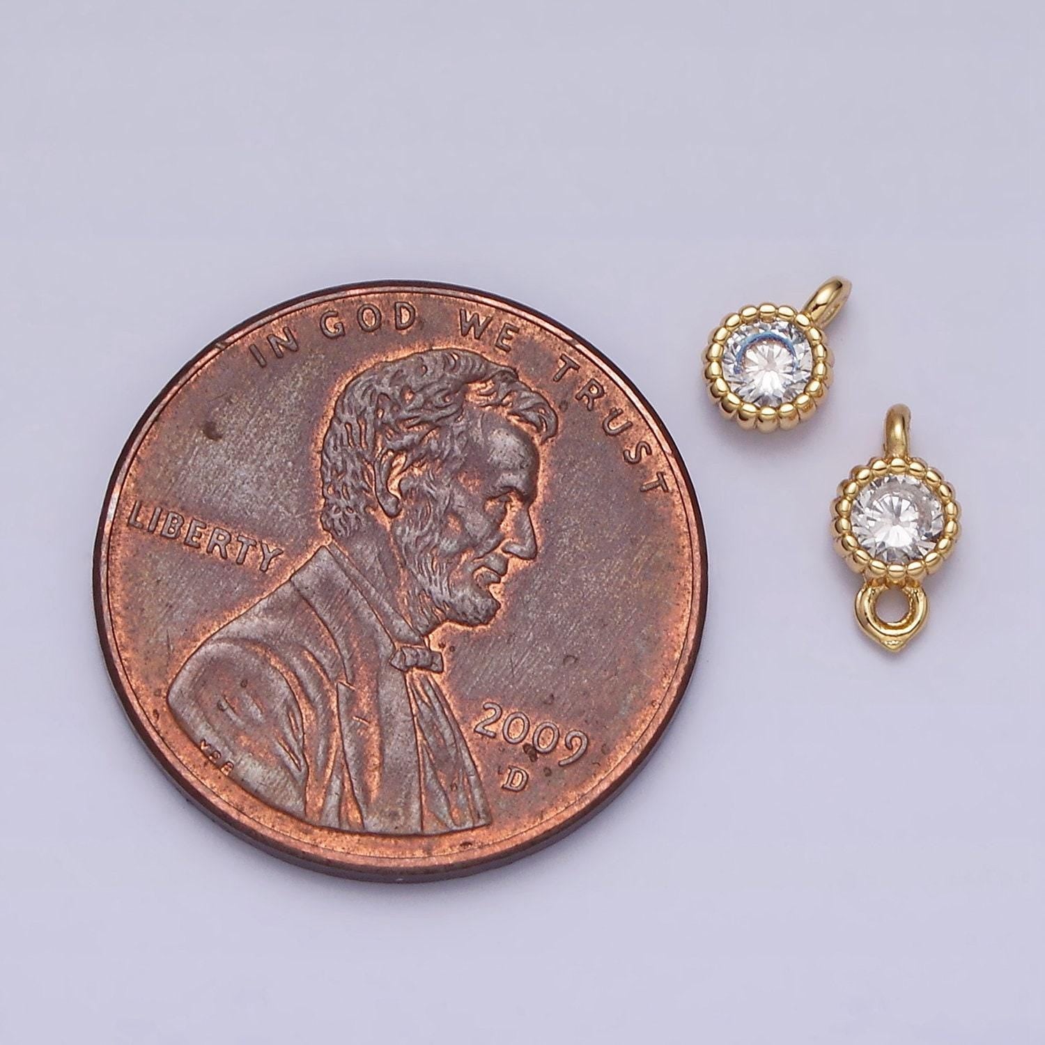 16k gold filled 4.5mm clear triangle cz dotted bezel connector in gold & silver | y-913