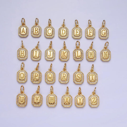 New initial name charm gold tag alphabet charm, shell pearl letter pendant personalized jewelry add on charm stainless steel tarnish free