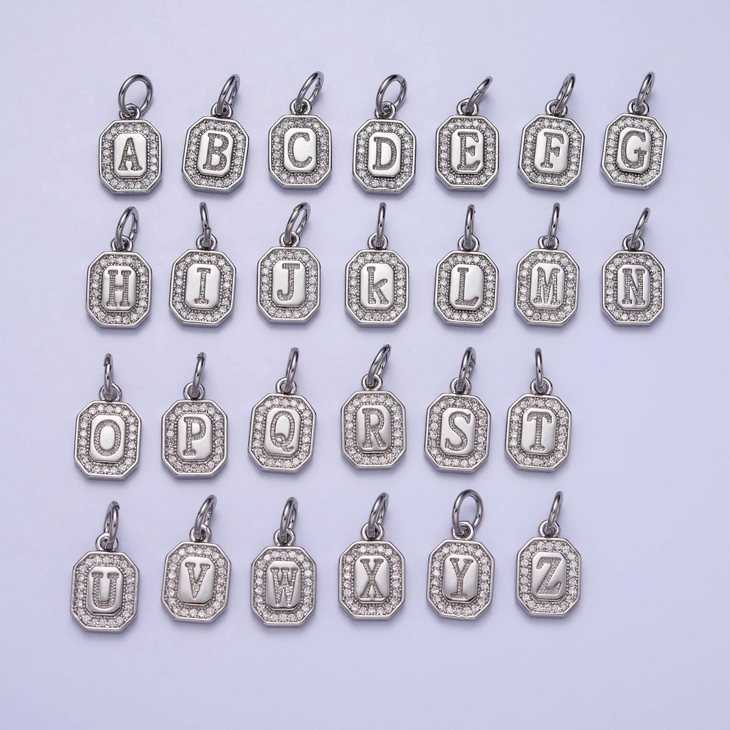 New initial name charm gold tag alphabet charm, shell pearl letter pendant personalized jewelry add on charm stainless steel tarnish free