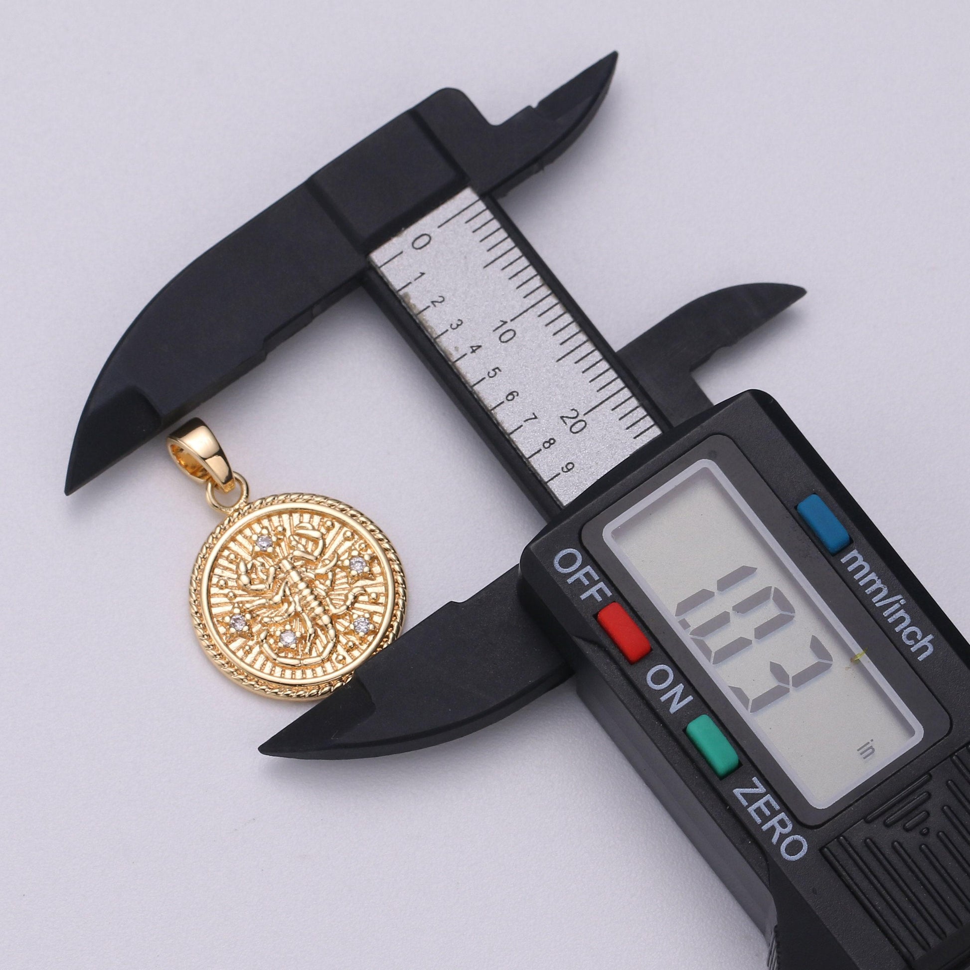 Dainty zodiac horoscope sign constellation medallion pendant charm textured coin decorative edge for necklace jewelry making, a1761--1766