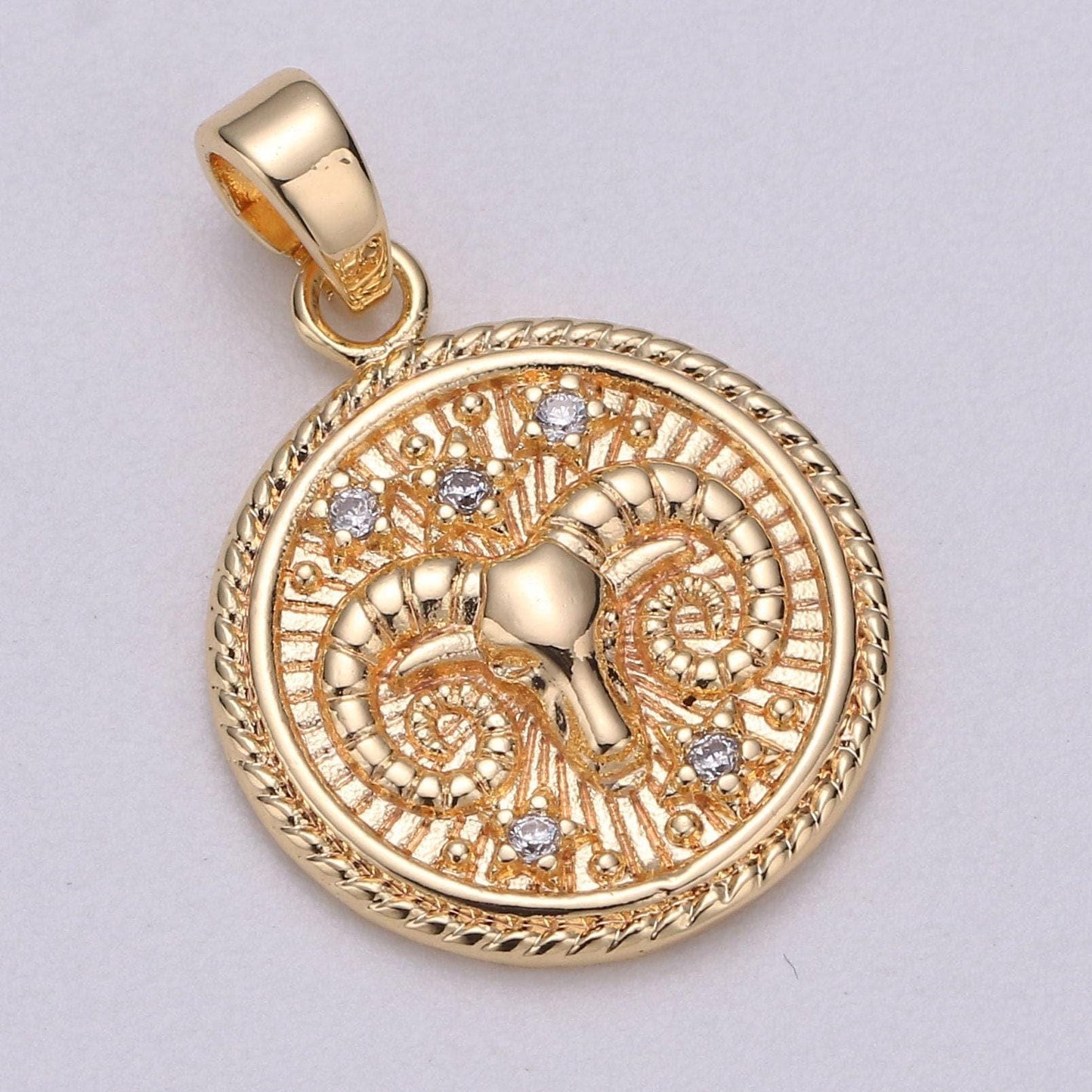 Dainty zodiac horoscope sign constellation medallion pendant charm textured coin decorative edge for necklace jewelry making, a1761--1766