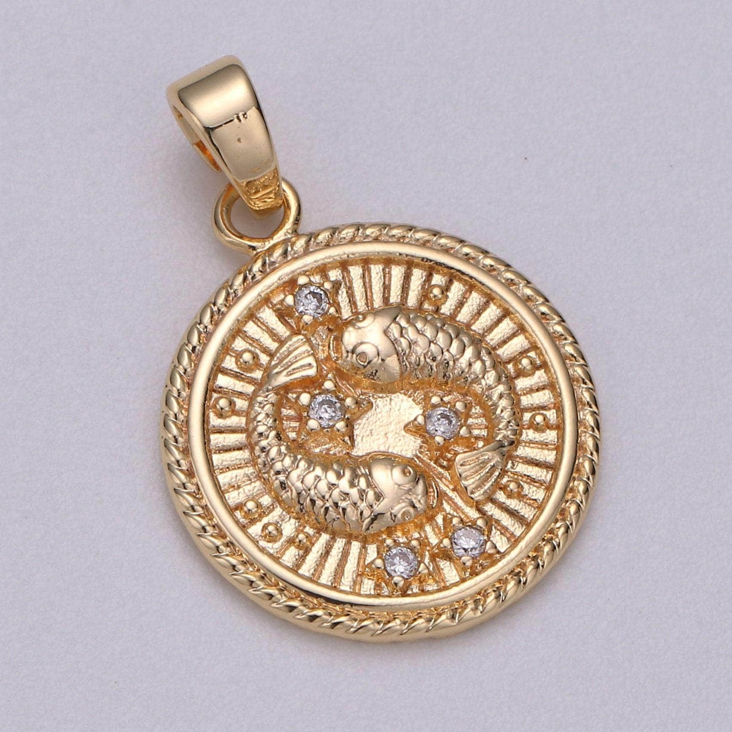 Dainty zodiac horoscope sign constellation medallion pendant charm textured coin decorative edge for necklace jewelry making, a1761--1766