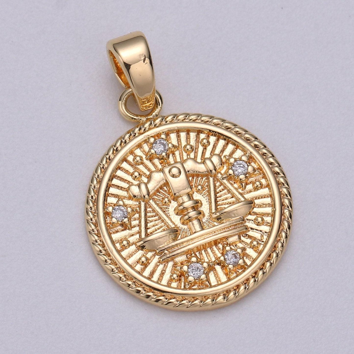 Dainty zodiac horoscope sign constellation medallion pendant charm textured coin decorative edge for necklace jewelry making, a1761--1766