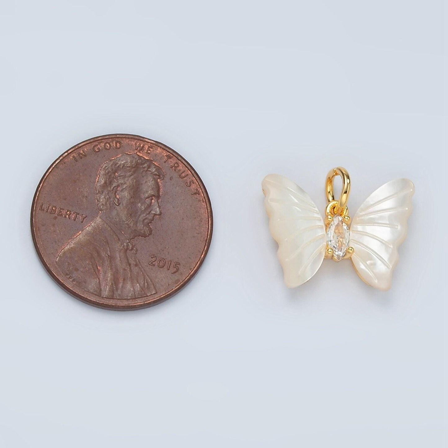 24k gold filled shell pearl butterfly charm animal pendant for necklace bracelet earring charm | d666