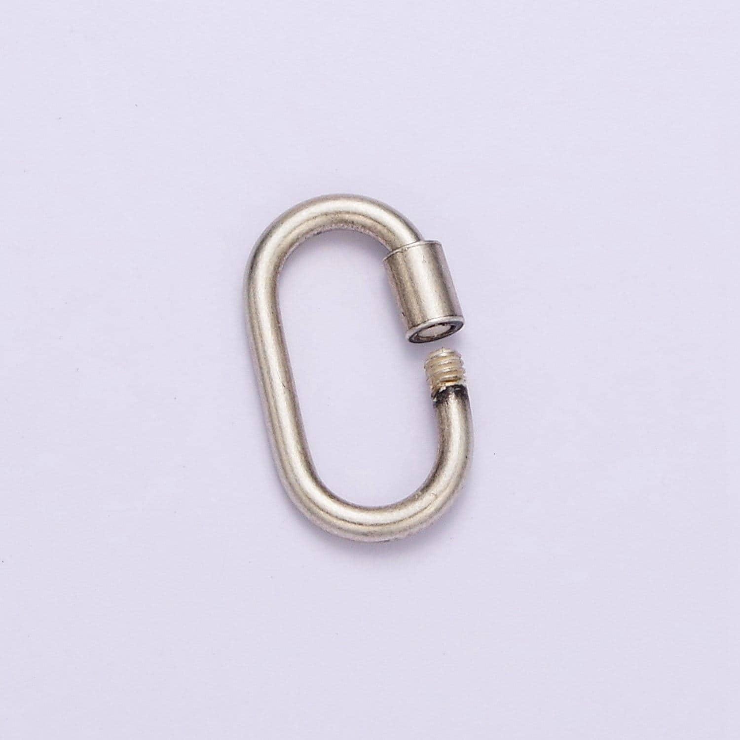 Antique silver carabiner s925 sterling silver dainty screw lock clasp for jewelry making sl-299