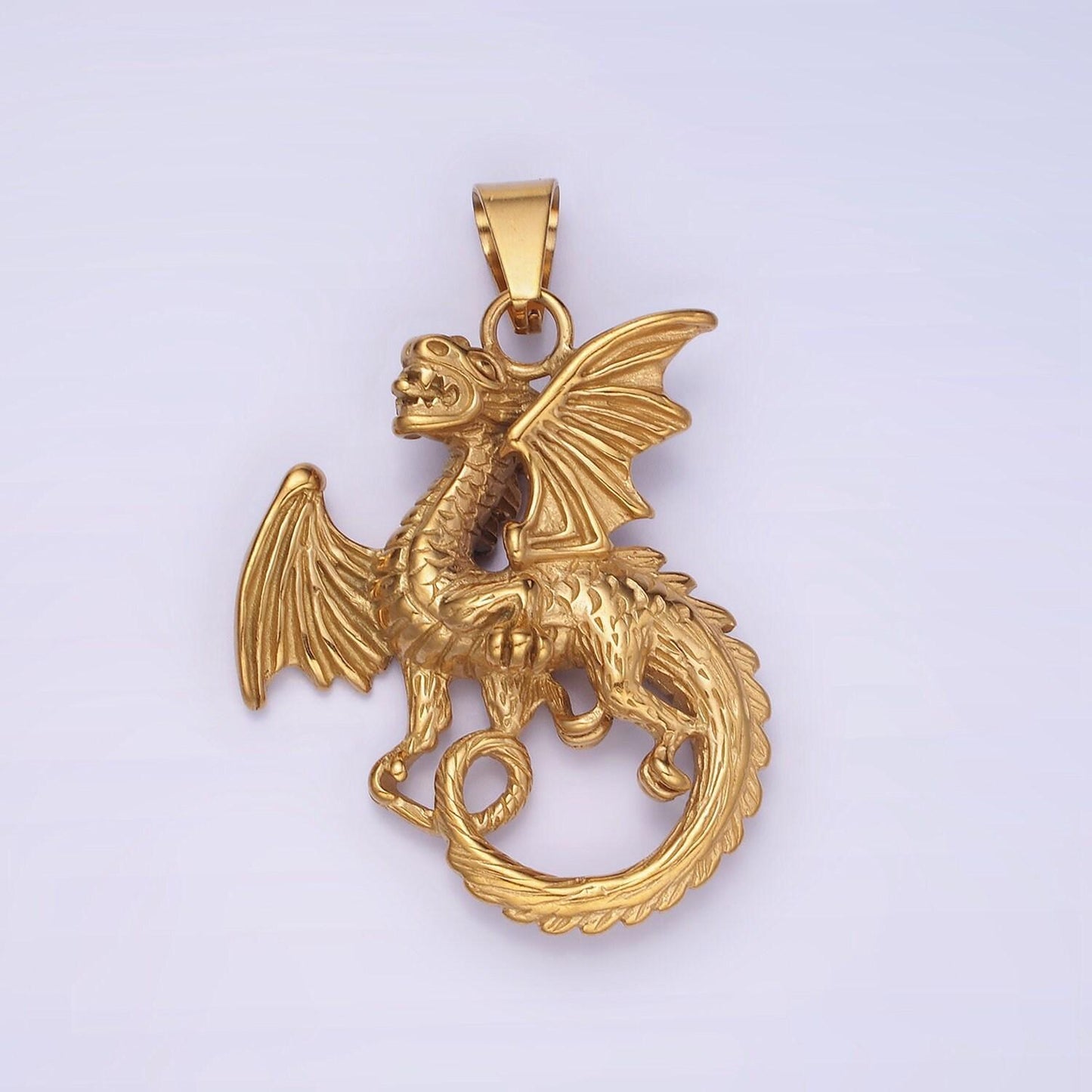 Stainless steel dragon necklace charm gold mythical animal pendant jewelry for men statement jewelry p-1211