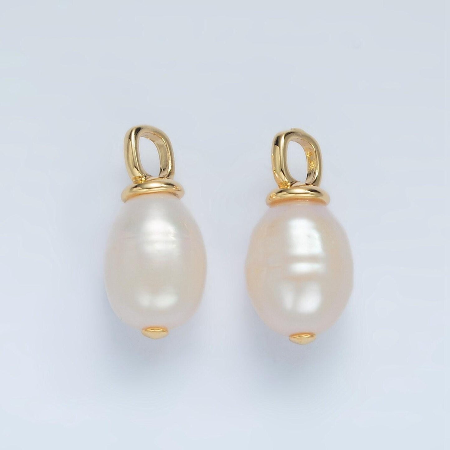 Gold filled 20mm freshwater pearl square bail drop pendant | p-1864