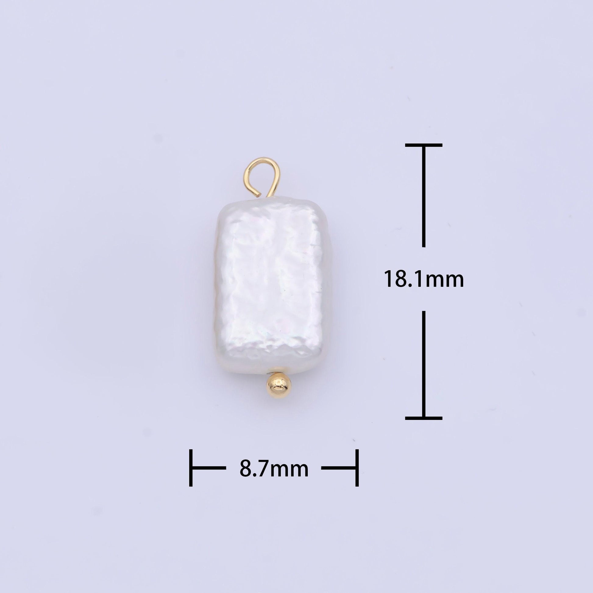 Dainty rectangle pearls charm gold 18x8.5mm white tile shell pearls for necklace bracelet earring wedding jewelry making minimalist c-171