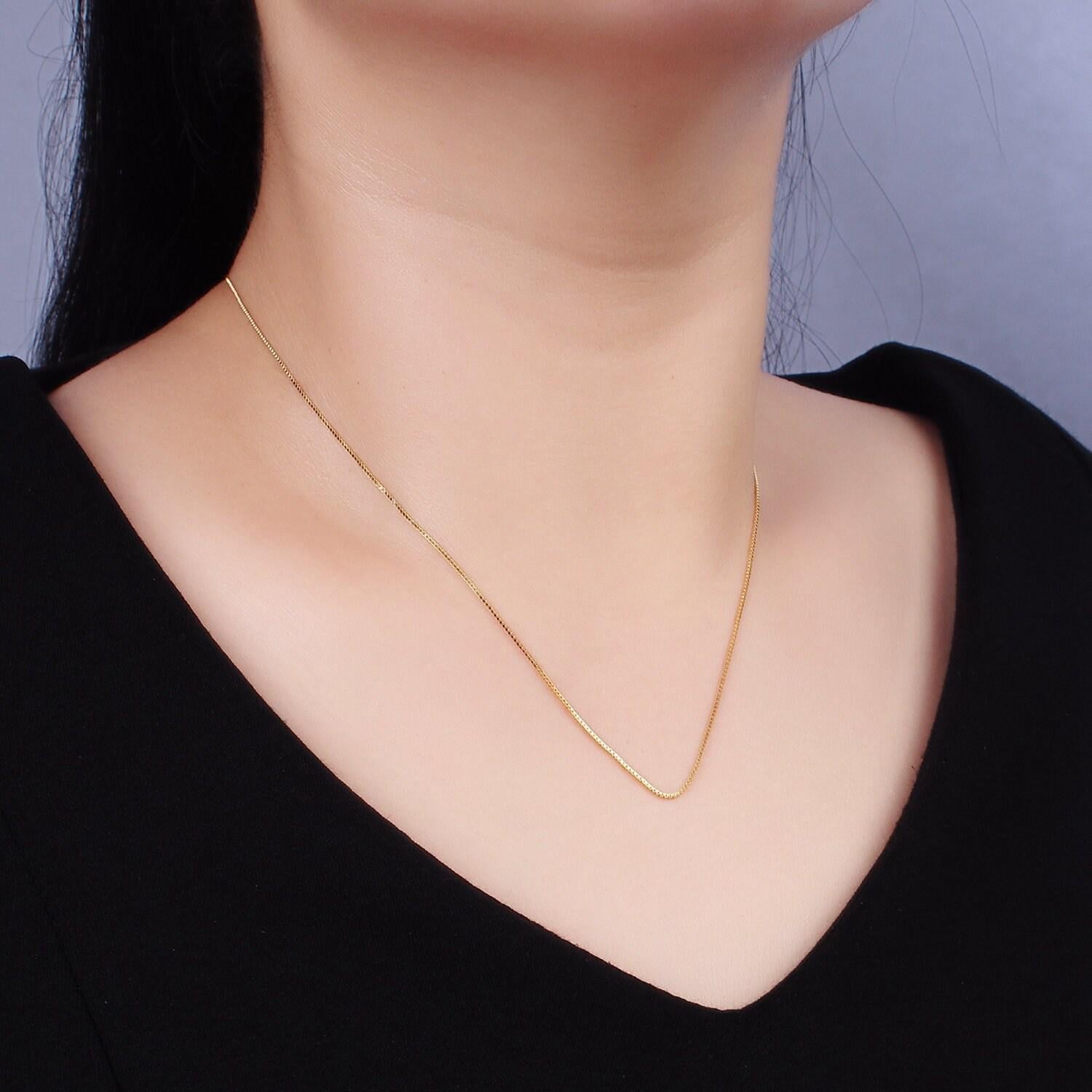 Dainty box chain 14k gold vermeil chain necklace, layering necklace, gift for her fine chain for minimalist jewelry supplies wa2154
