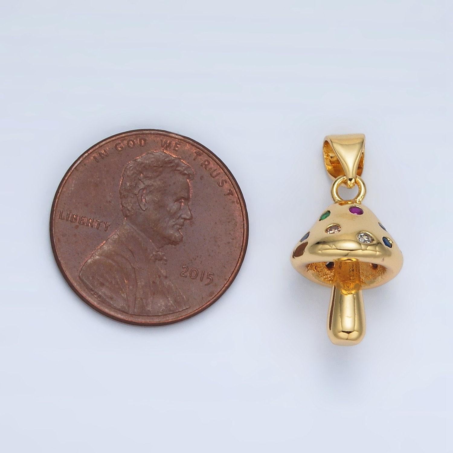 Gold mushroom charm small unique magic mushroom pendant jewelry gift idea for bracelet necklace supply component diy jewelry aa1407