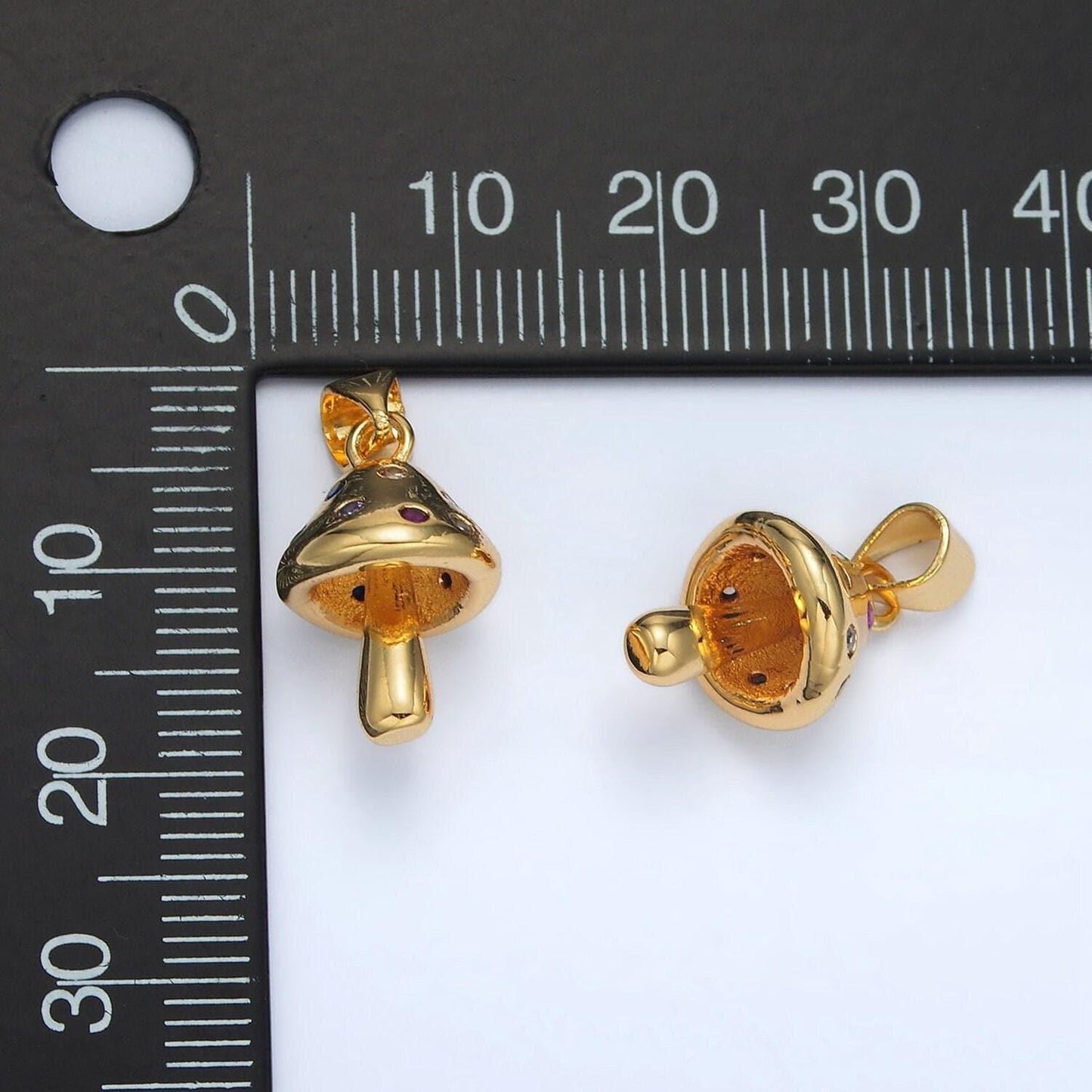 Gold mushroom charm small unique magic mushroom pendant jewelry gift idea for bracelet necklace supply component diy jewelry aa1407