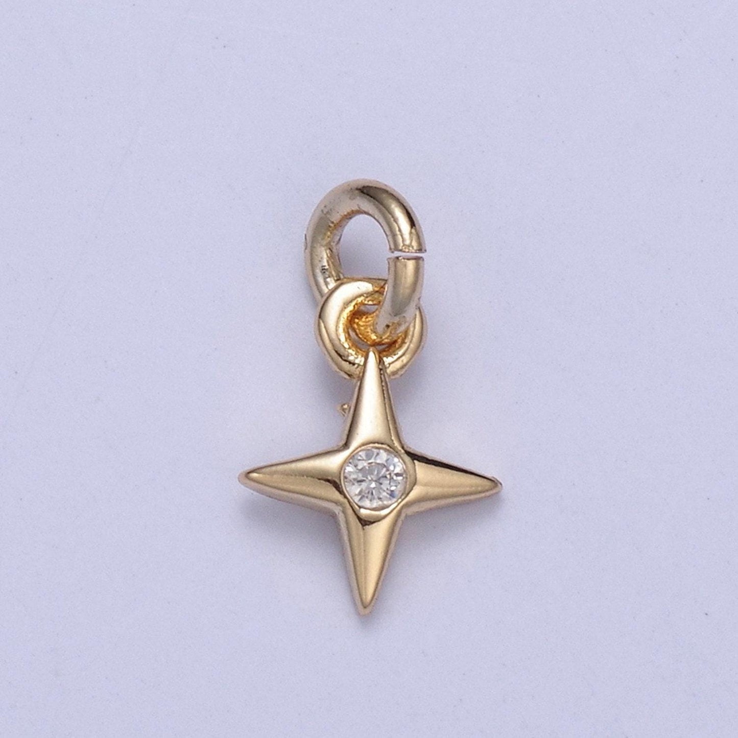 Tiny north bright stars charm cz charm in gold micro pave cz bright stars celestial charm for diy earring bracelet necklace | n-428