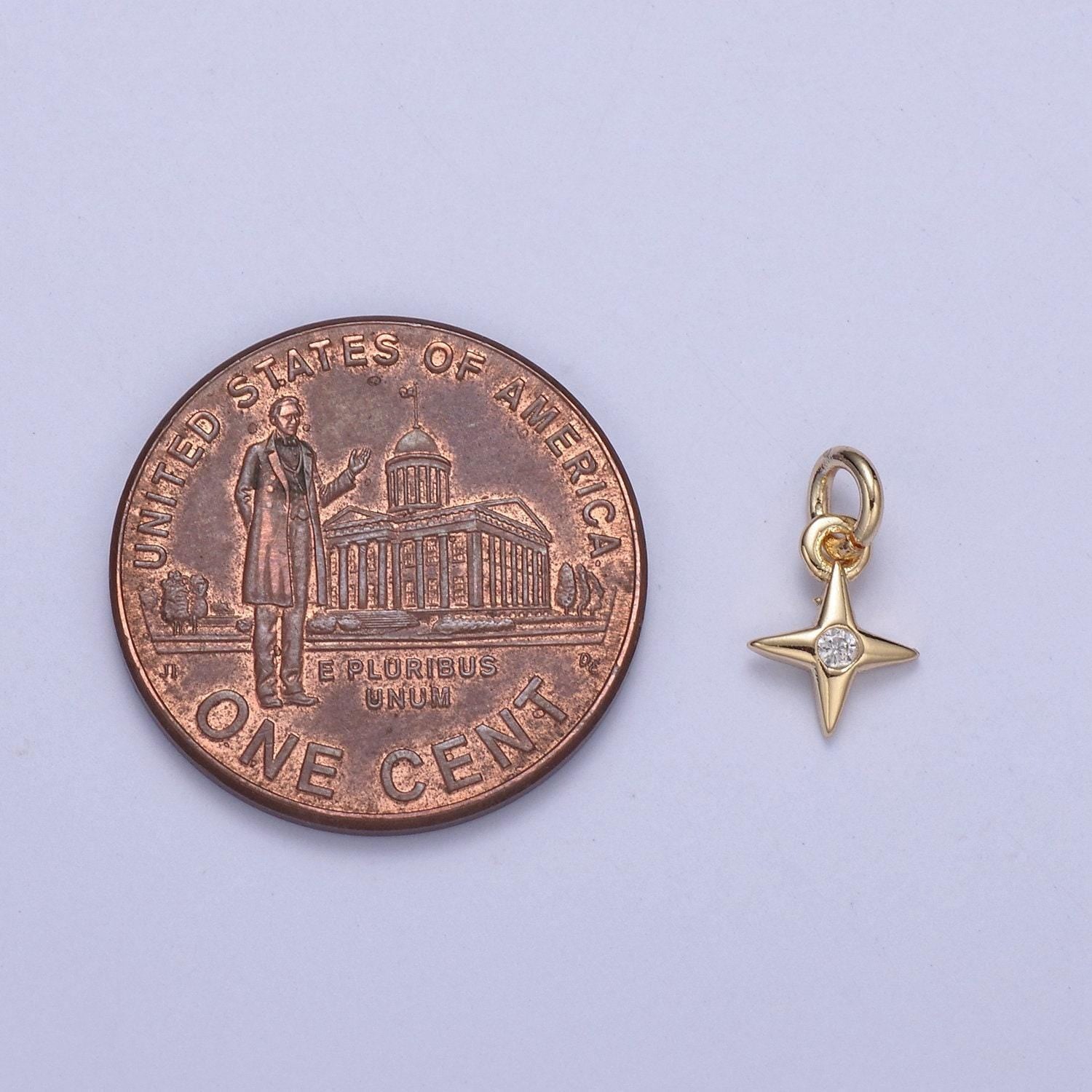 Tiny north bright stars charm cz charm in gold micro pave cz bright stars celestial charm for diy earring bracelet necklace | n-428