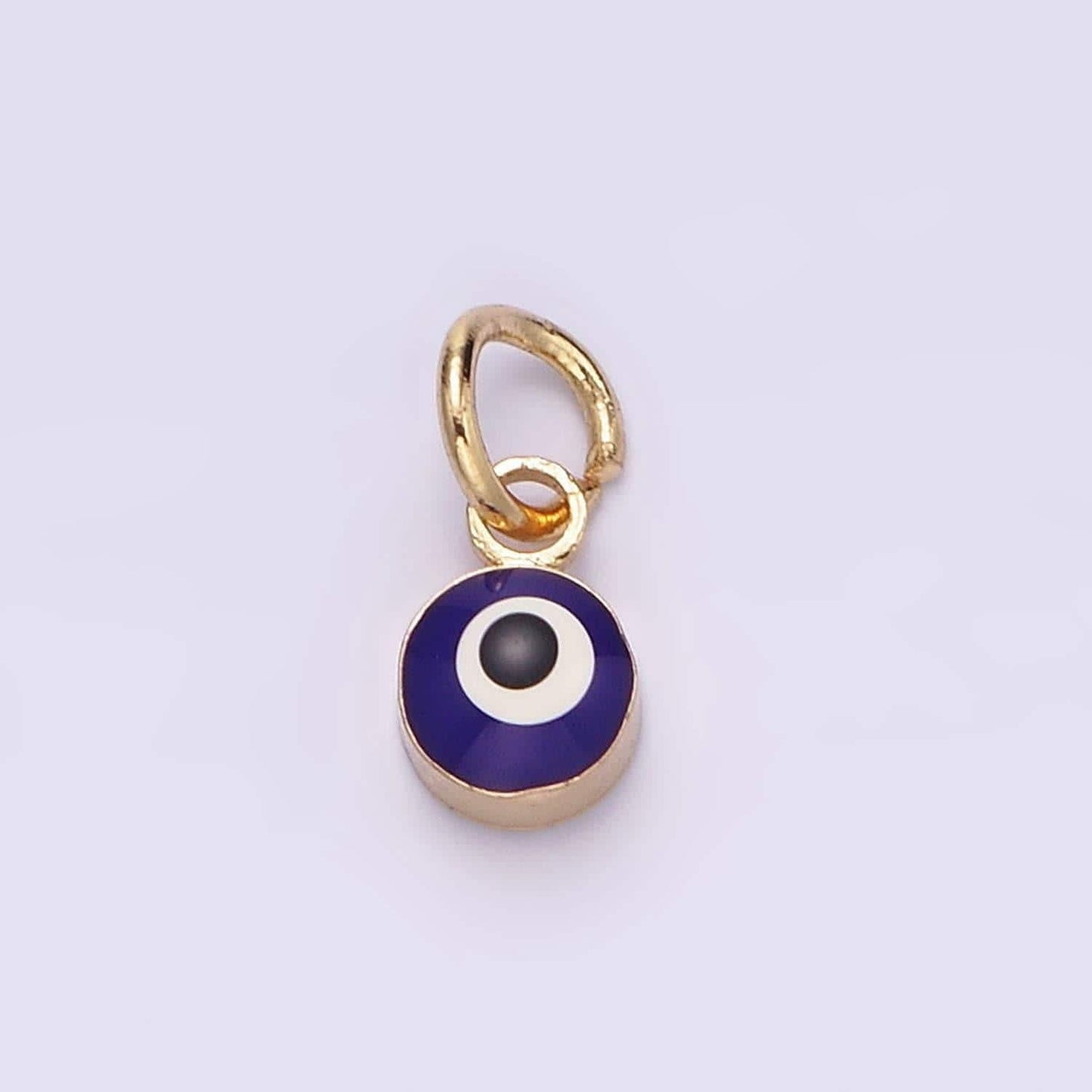 14k gold filled white, blue evil eye enamel 4mm round charm | n1151 n1152