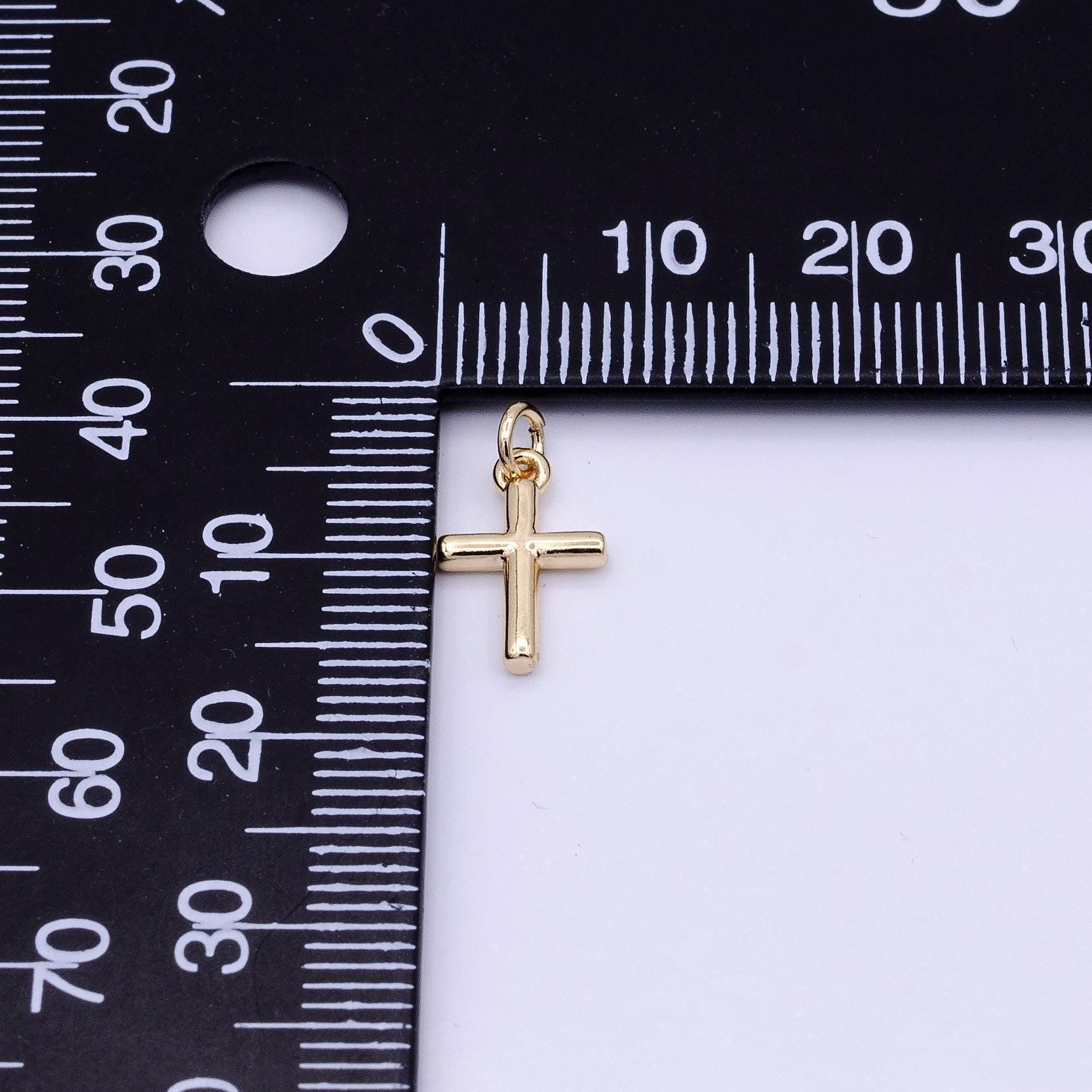 Mini 18k gold filled cross charm, dainty minimalist cross pendant, diy fashion jewelry making supply for necklace bracelet earring | ac-1140